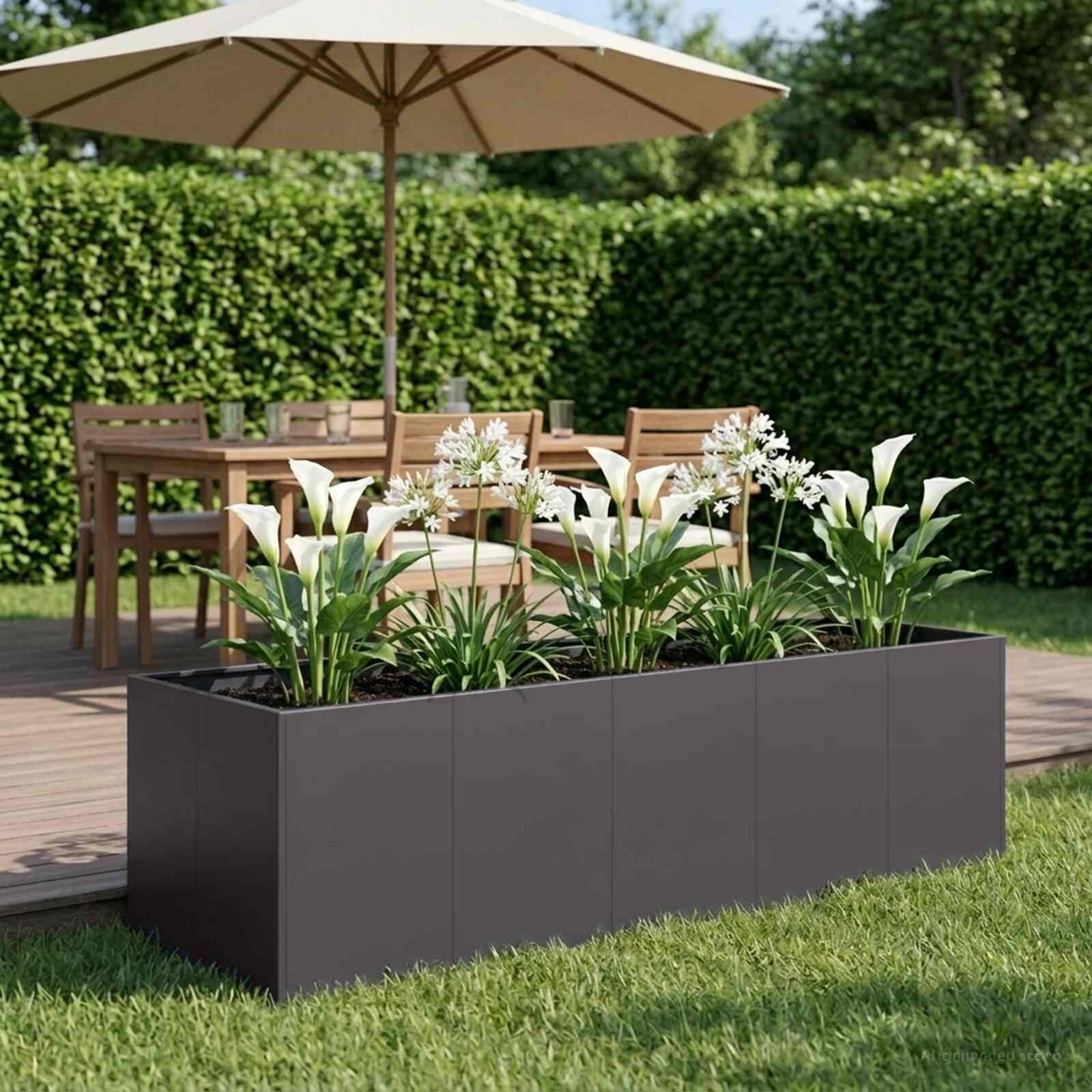 vidaXL Градинска саксия Черно 200 x 80 x 60 см