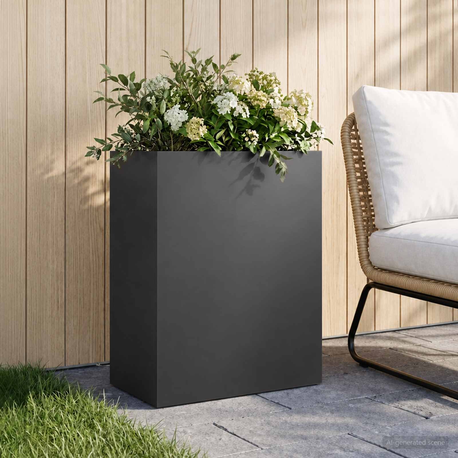 vidaXL Градинска саксия Черно 40 x 20 x 50 см