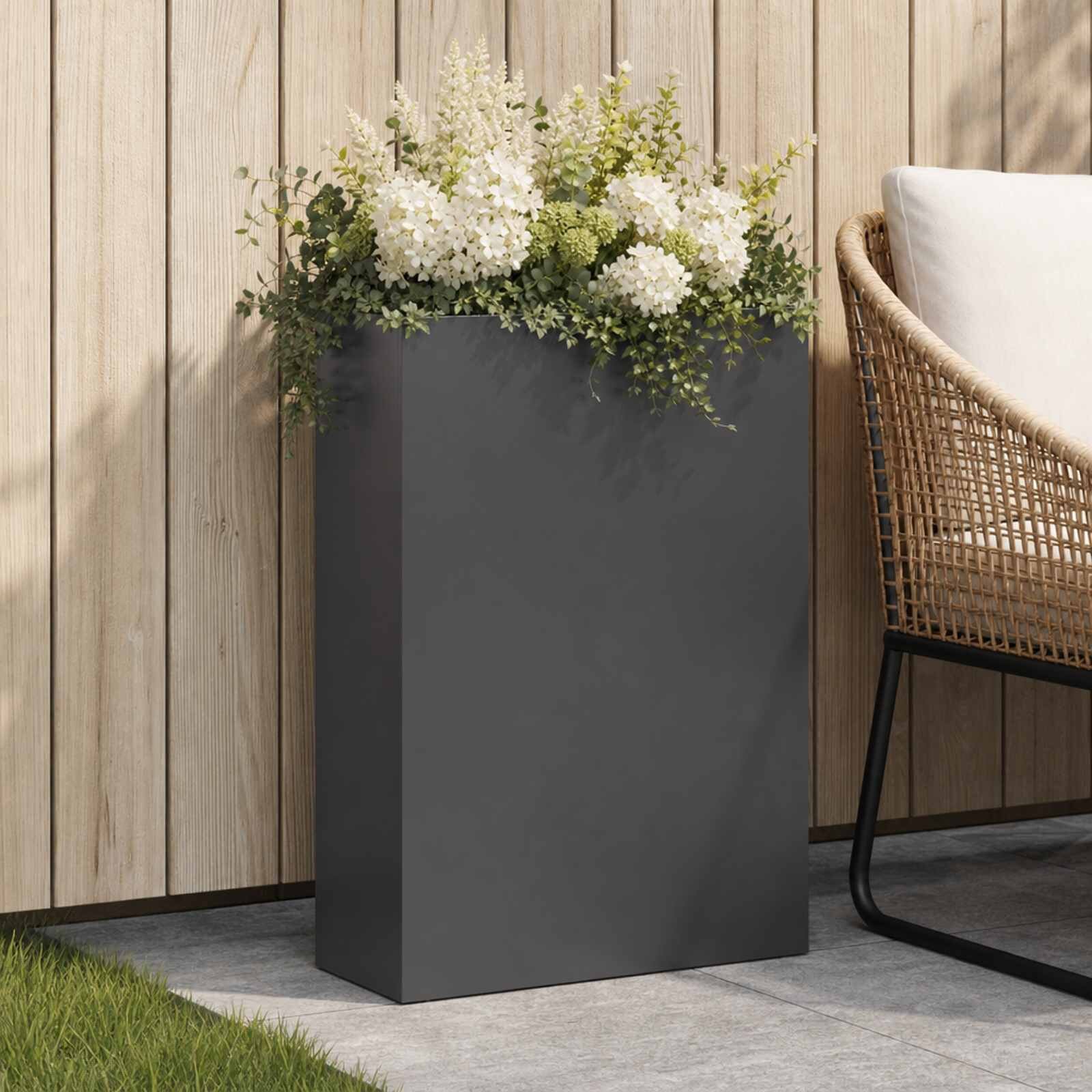 vidaXL Градинска саксия Черно 40 x 20 x 75 см