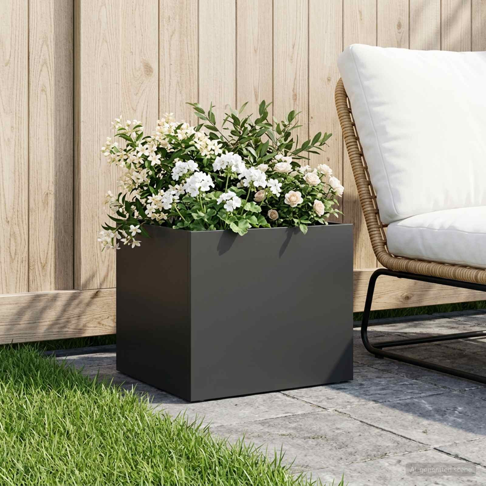 vidaXL Градинска саксия Черно 40 x 30 x 30 см