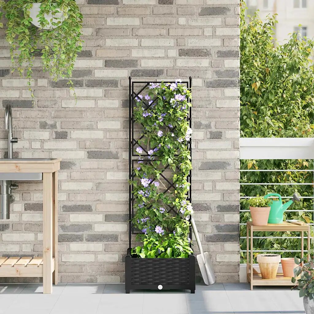 vidaXL Градинска саксия Черно 40 x 40 x 1255 см ПП
