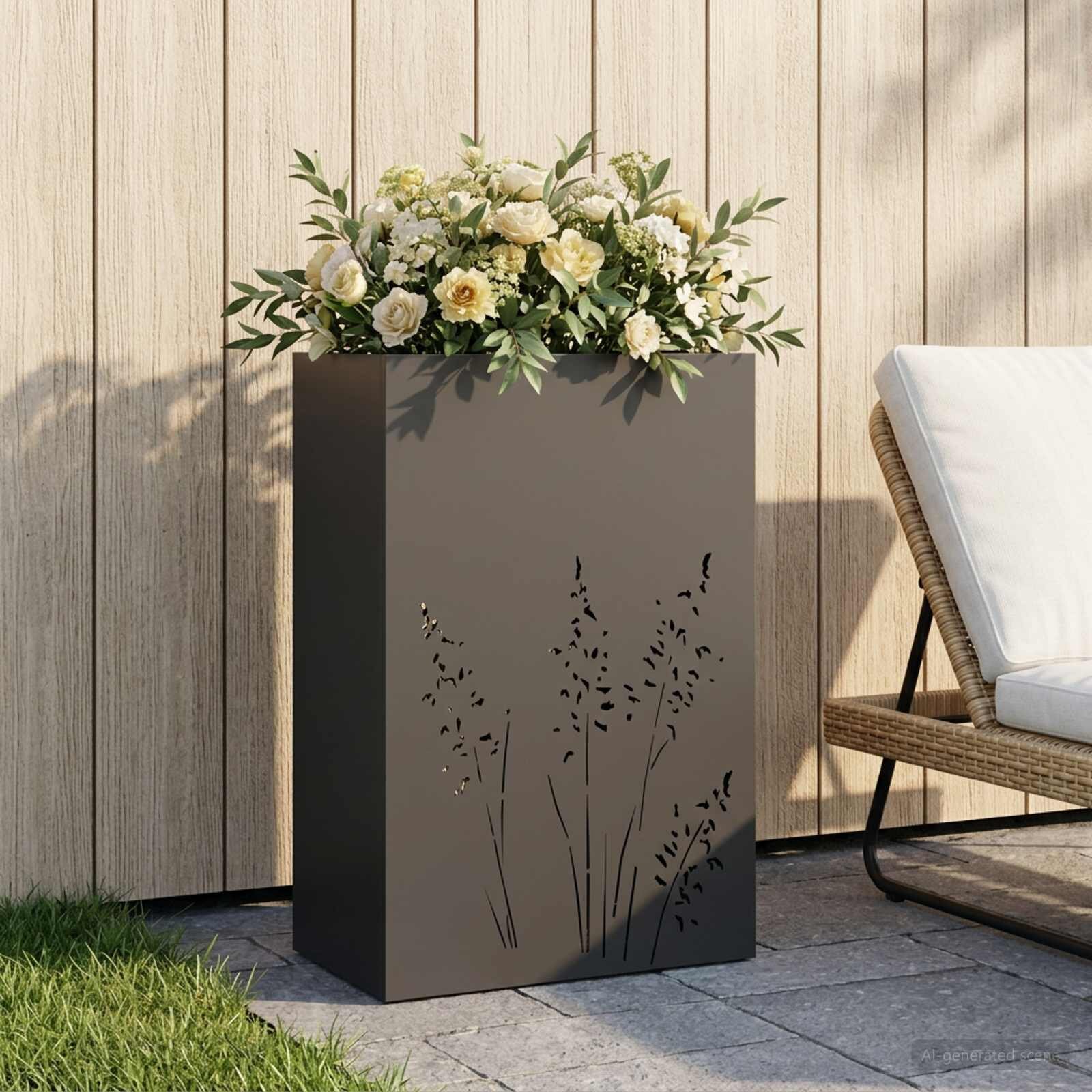 vidaXL Градинска саксия Черно 50 x 30 x 75 см