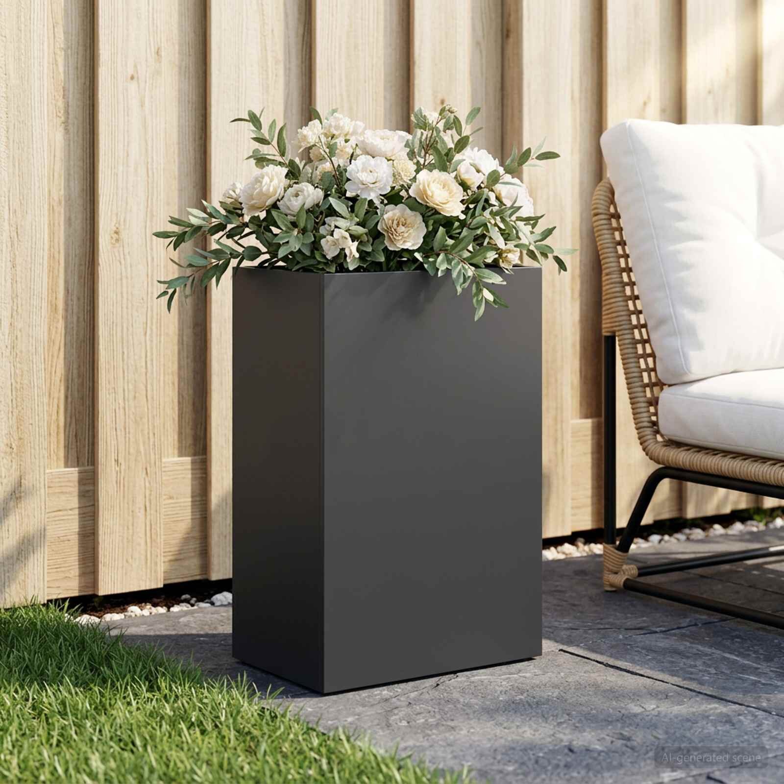 vidaXL Градинска саксия Черно 50 x 30 x 75 см