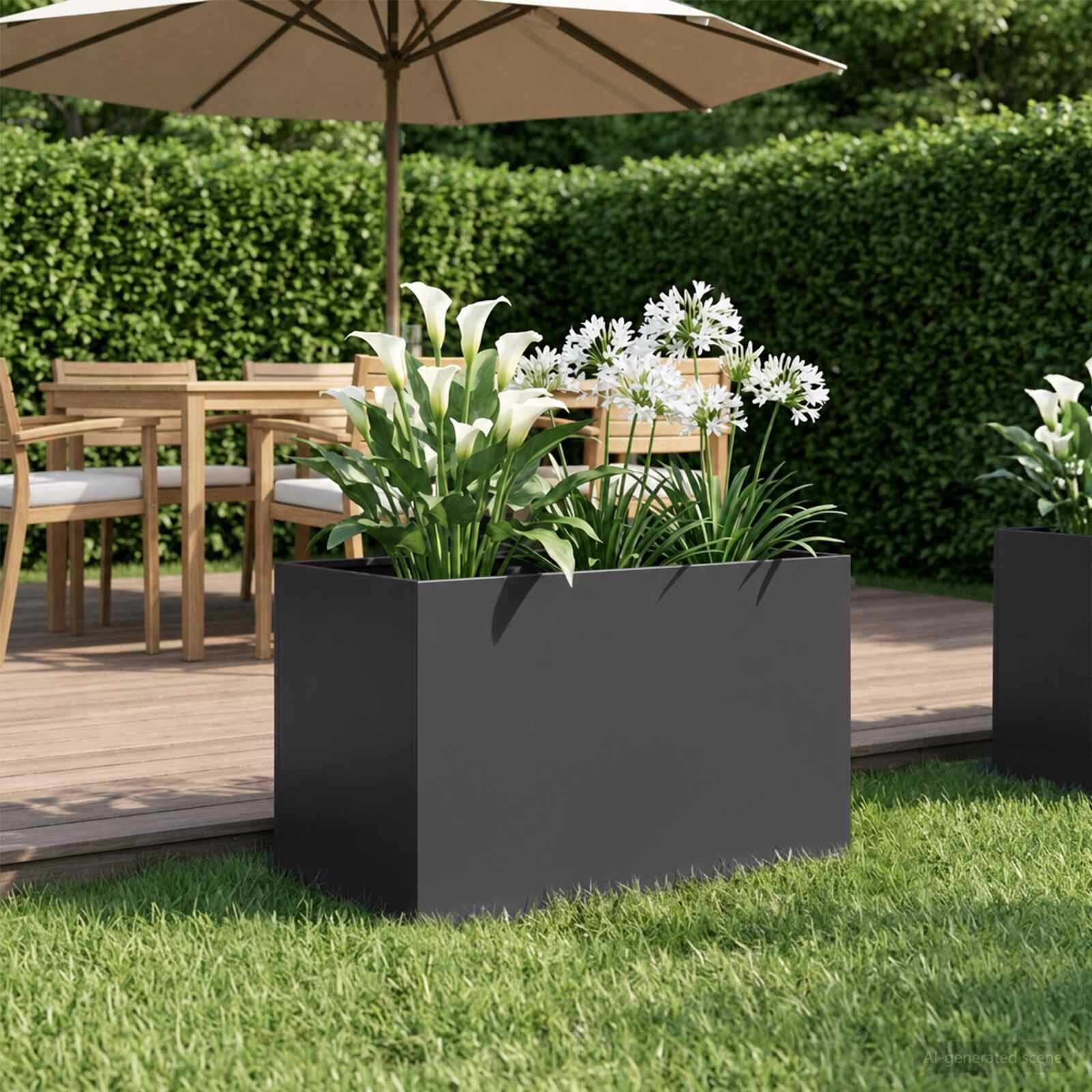 vidaXL Градинска саксия Черно 50 x 40 x 40 см