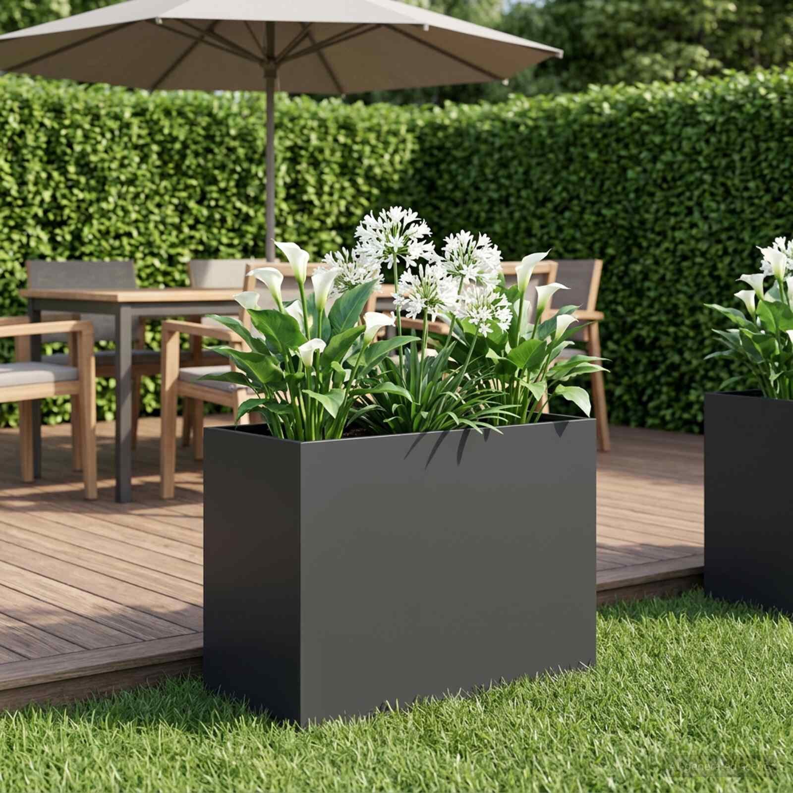 vidaXL Градинска саксия Черно 60 x 30 x 50 см