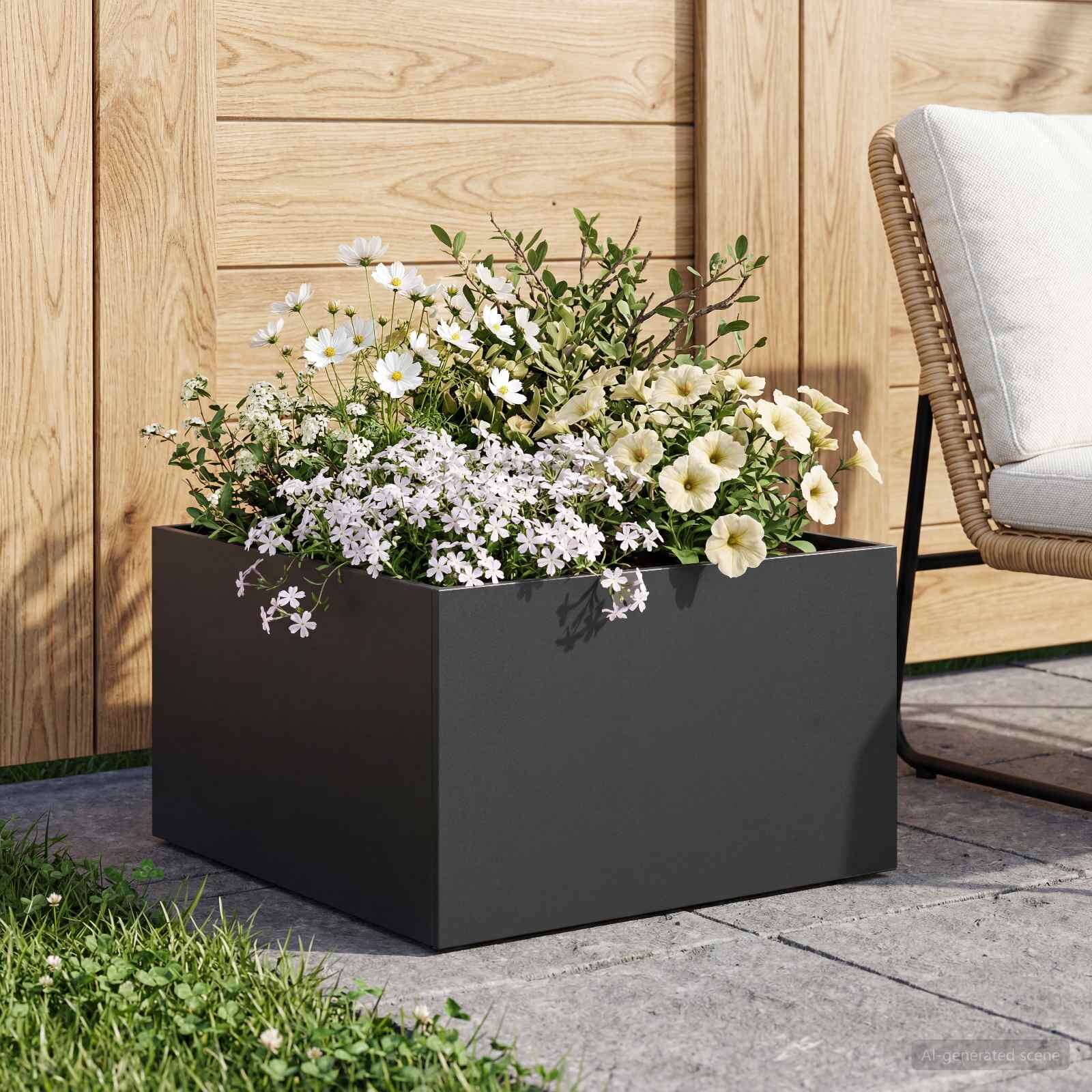 vidaXL Градинска саксия Черно 60 x 60 x 30 cm