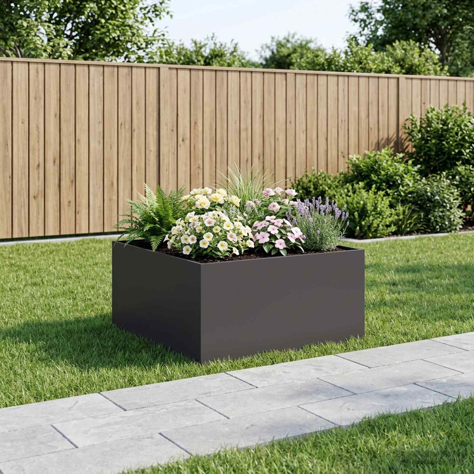vidaXL Градинска саксия Черно 60 x 60 x 40 cm