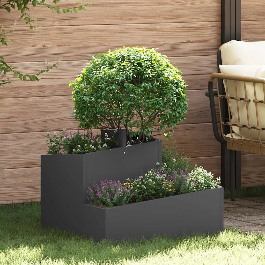 vidaXL Градинска саксия Черно 60 x 60 x 50 см