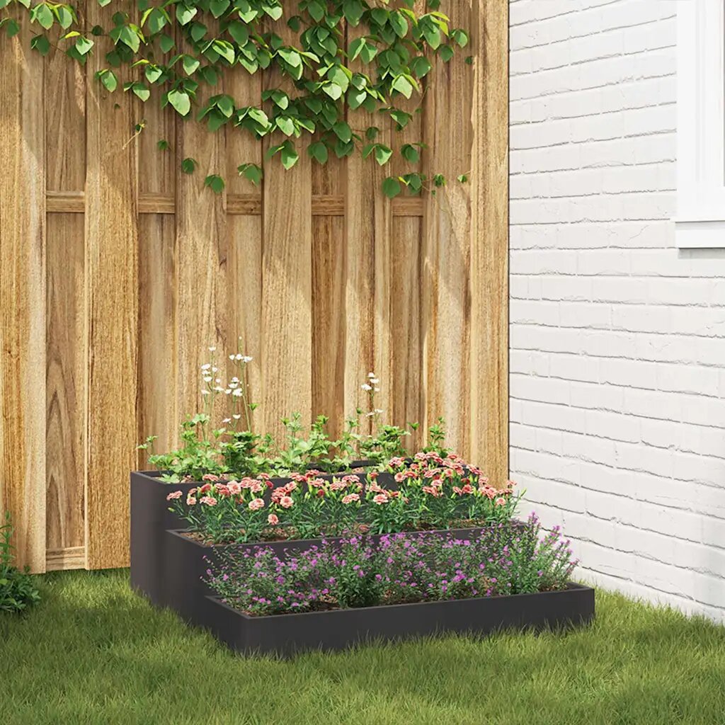 vidaXL Градинска саксия Черно 90 x 90 x 35 см