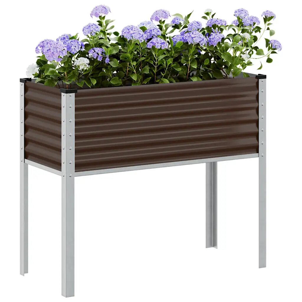 vidaXL Градинска саксия кафява 100x45x90 см стомана