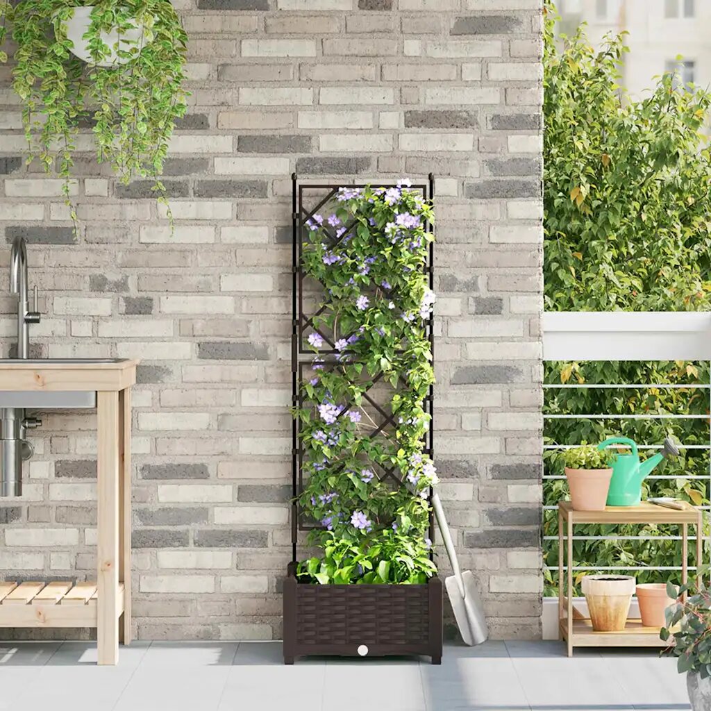 vidaXL Градинска саксия Кафяво 40 x 40 x 1255 см ПП