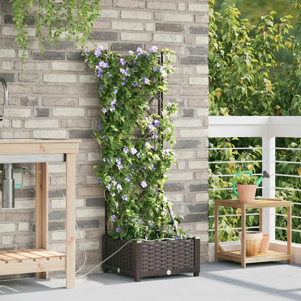 vidaXL Градинска саксия Кафяво 40 x 40 x 126 см ПП