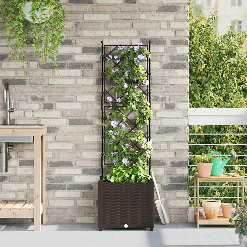 vidaXL Градинска саксия Кафяво 40 x 40 x 143 см ПП