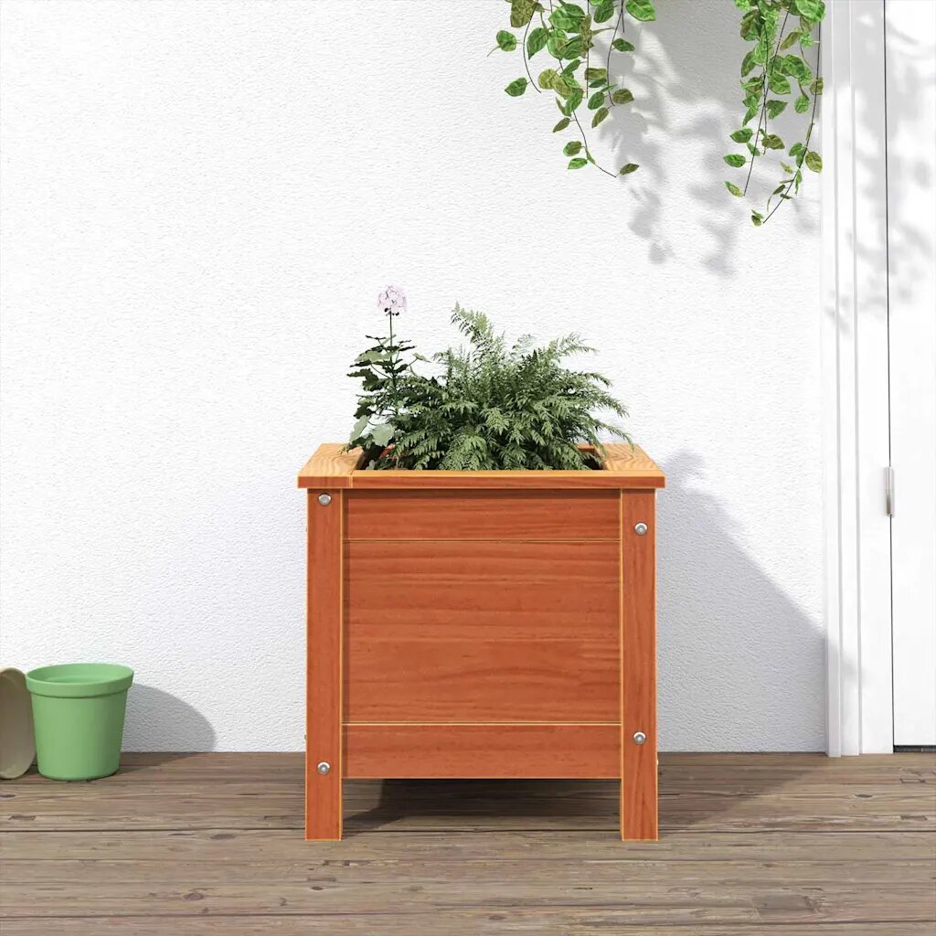 vidaXL Градинска саксия Кафяво с восъчно покритие 40 x 40 x 39 cm