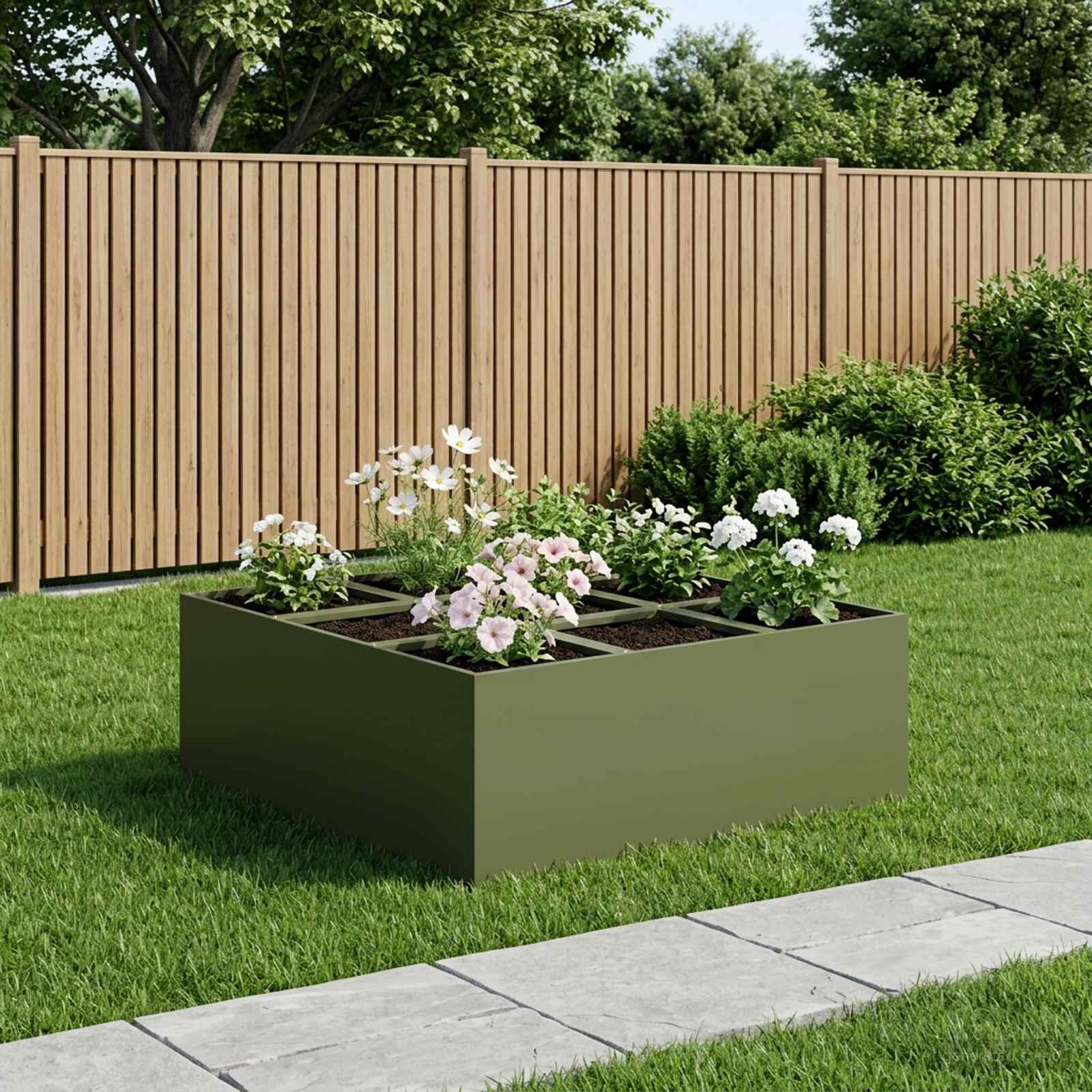 vidaXL Градинска саксия Маслиненозелено 100 x 100 x 40 cm