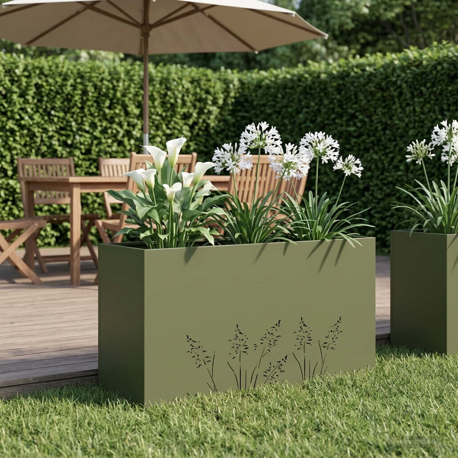 vidaXL Градинска саксия Маслиненозелено 100 x 20 x 49 см