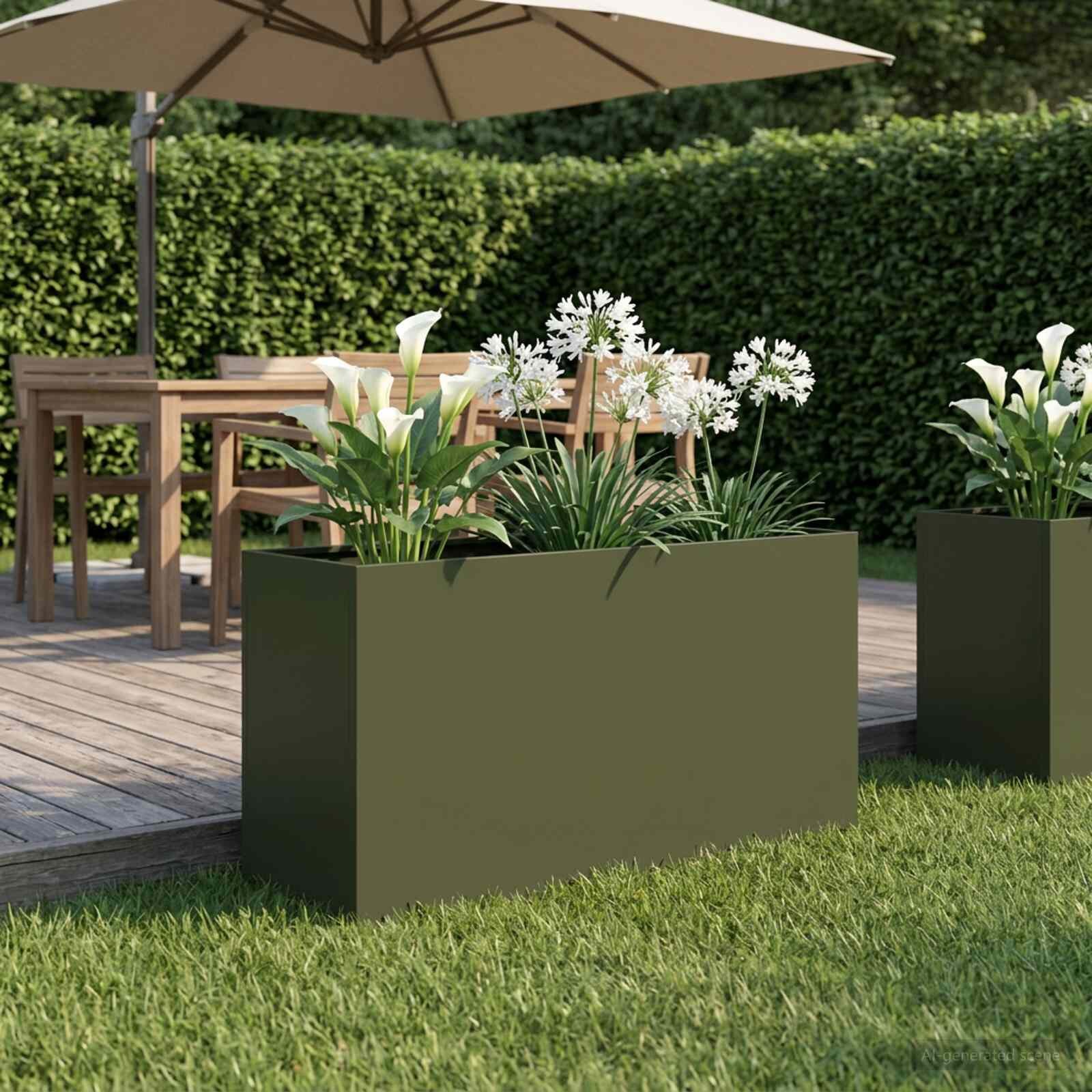 vidaXL Градинска саксия Маслиненозелено 100 x 30 x 40 см