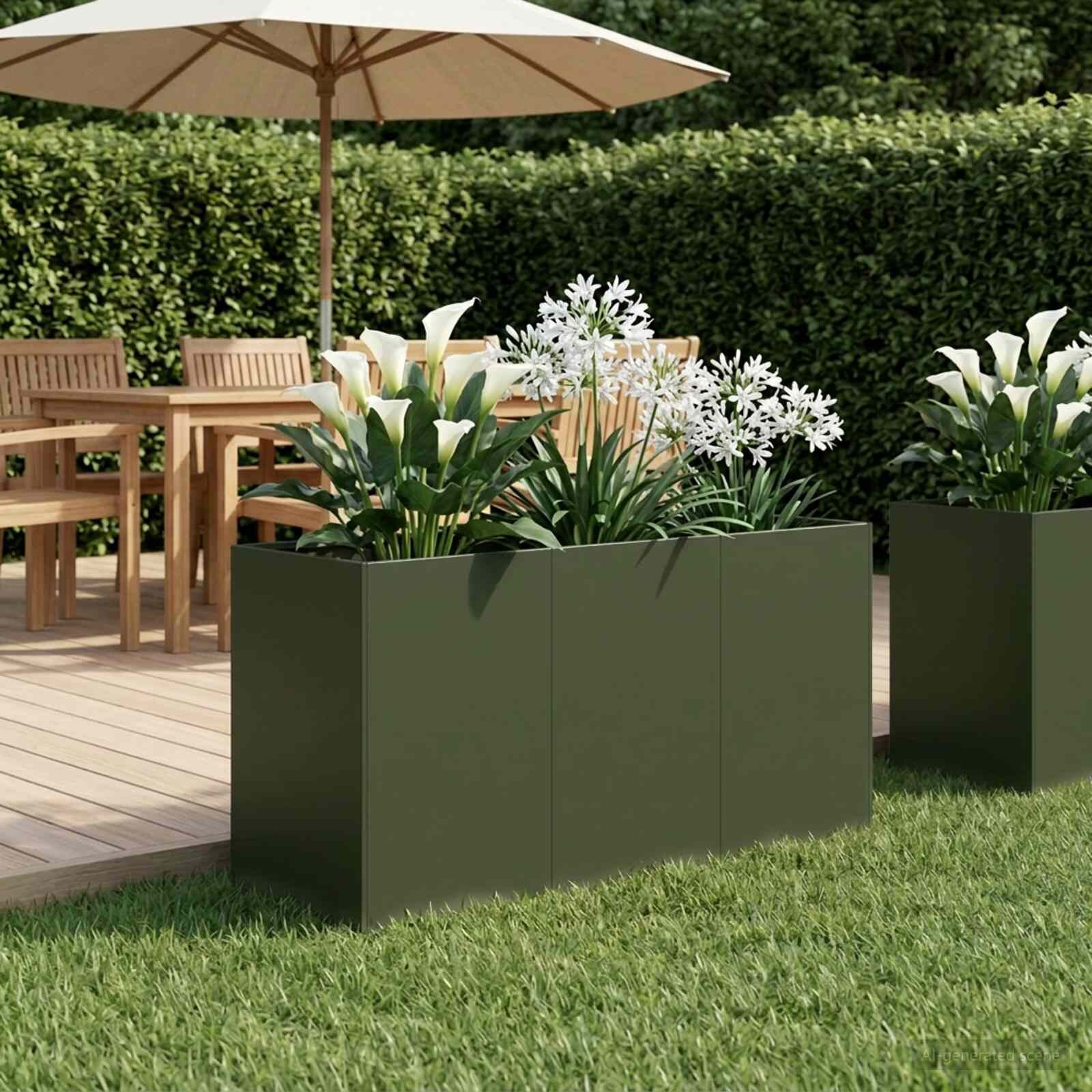 vidaXL Градинска саксия Маслиненозелено 120 x 40 x 60 см