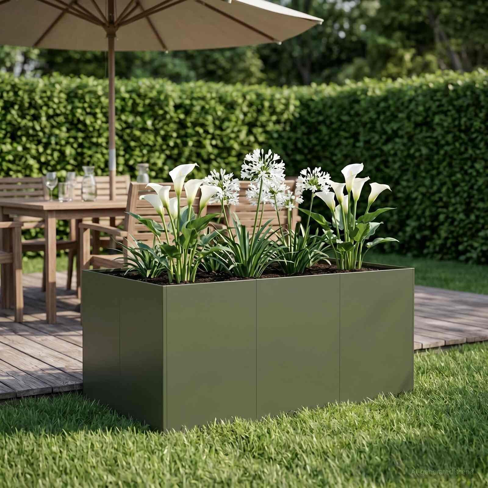 vidaXL Градинска саксия Маслиненозелено 120 x 80 x 60 см