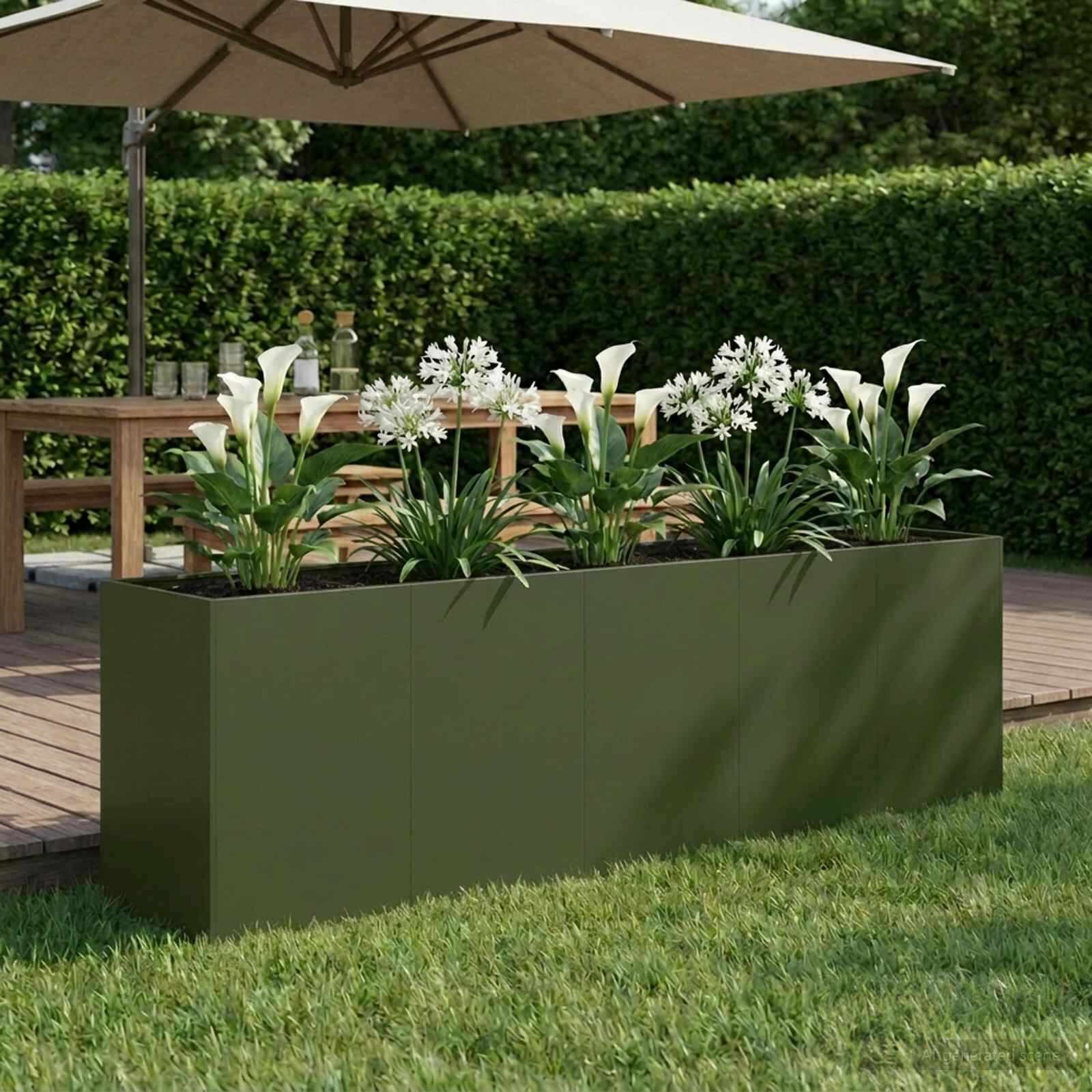 vidaXL Градинска саксия Маслиненозелено 200 x 40 x 60 см