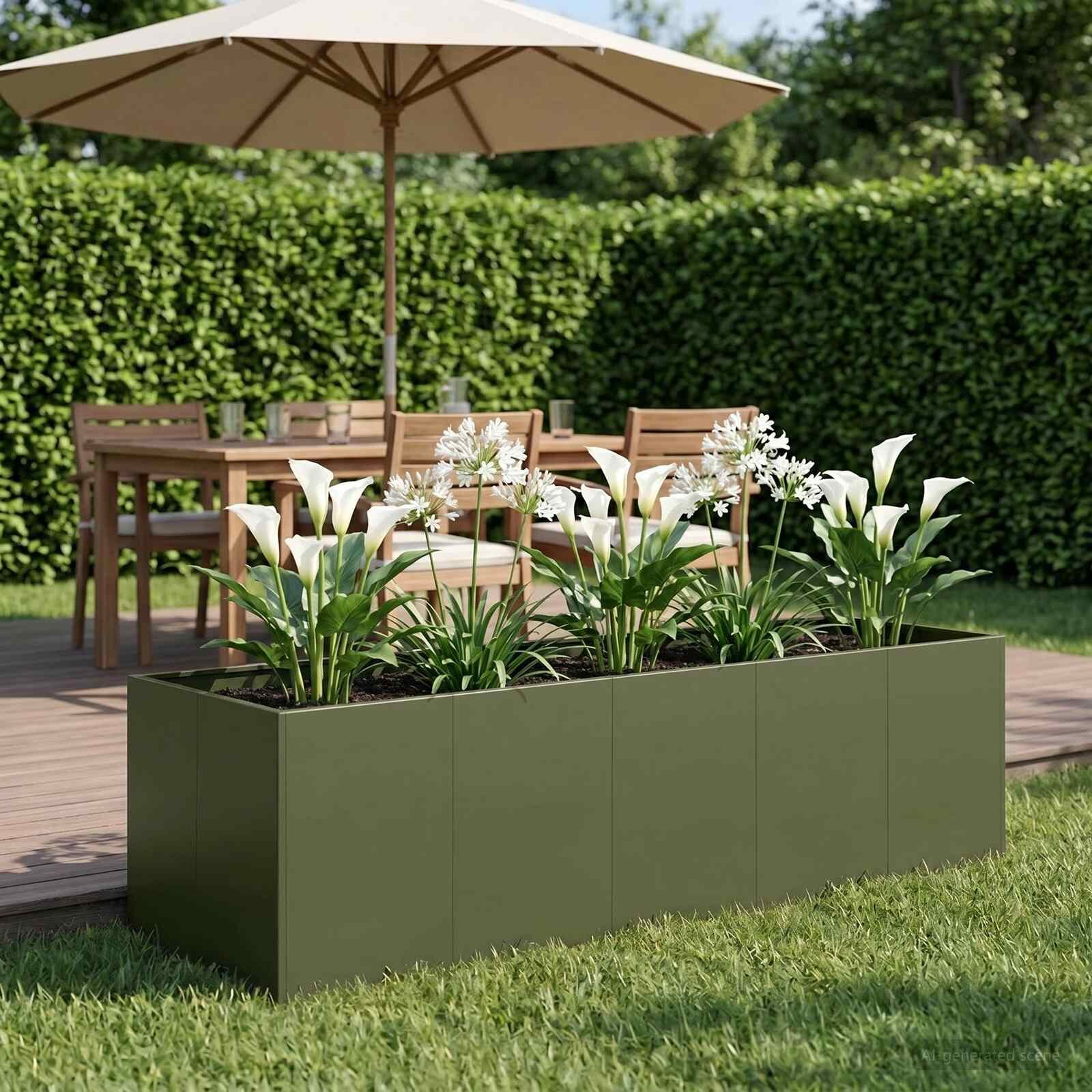 vidaXL Градинска саксия Маслиненозелено 200 x 80 x 60 см