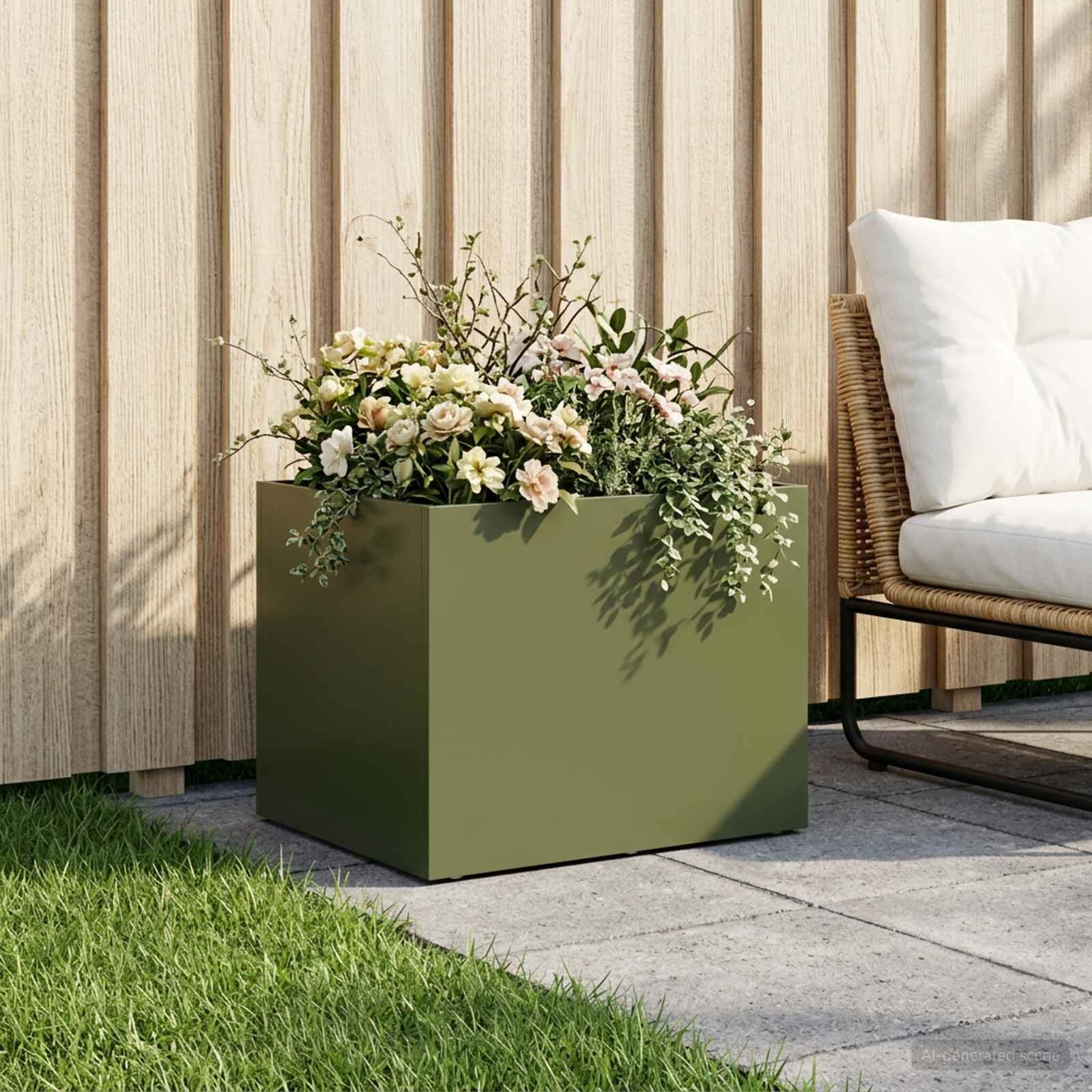 vidaXL Градинска саксия Маслиненозелено 40 x 30 x 30 см