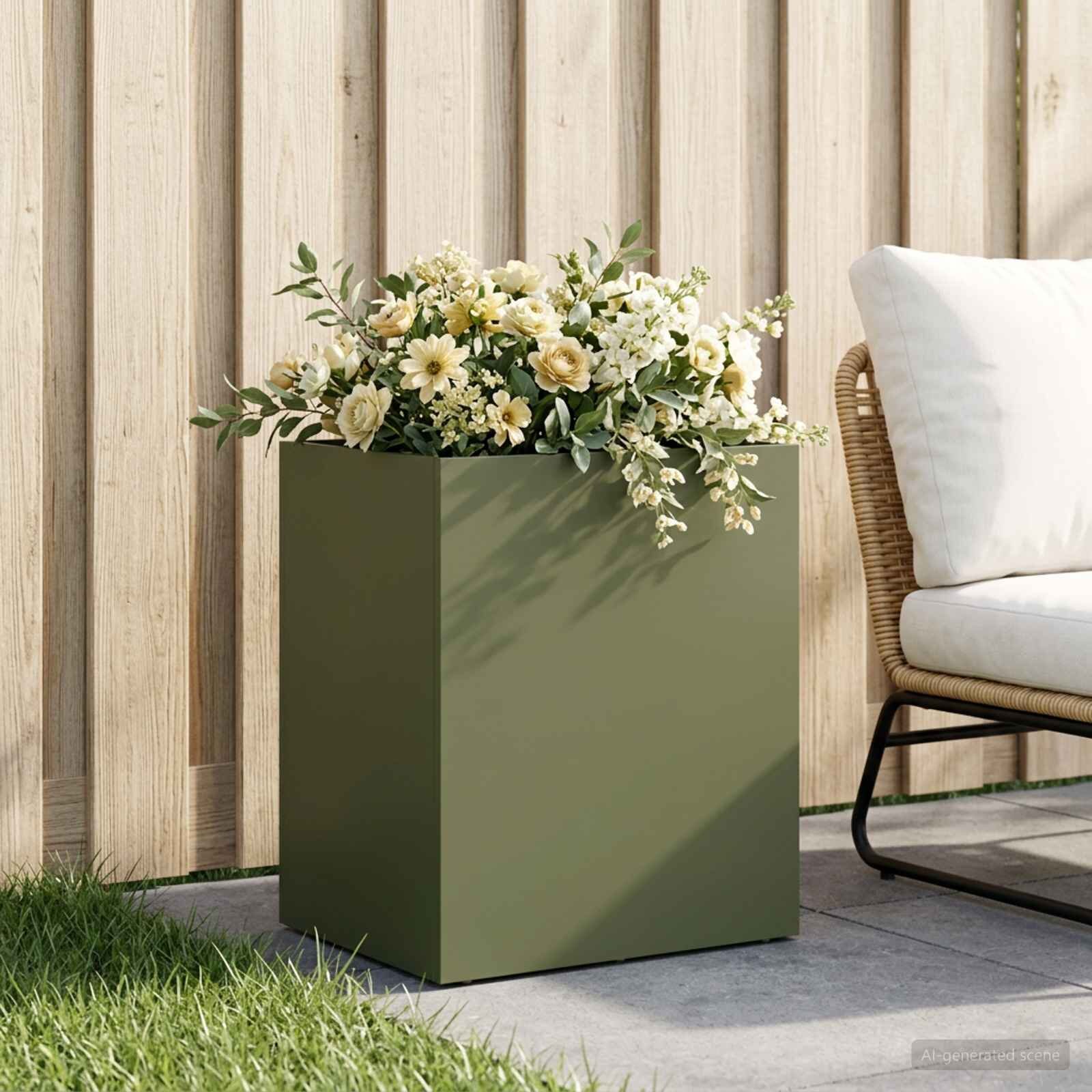 vidaXL Градинска саксия Маслиненозелено 40 x 30 x 40 см