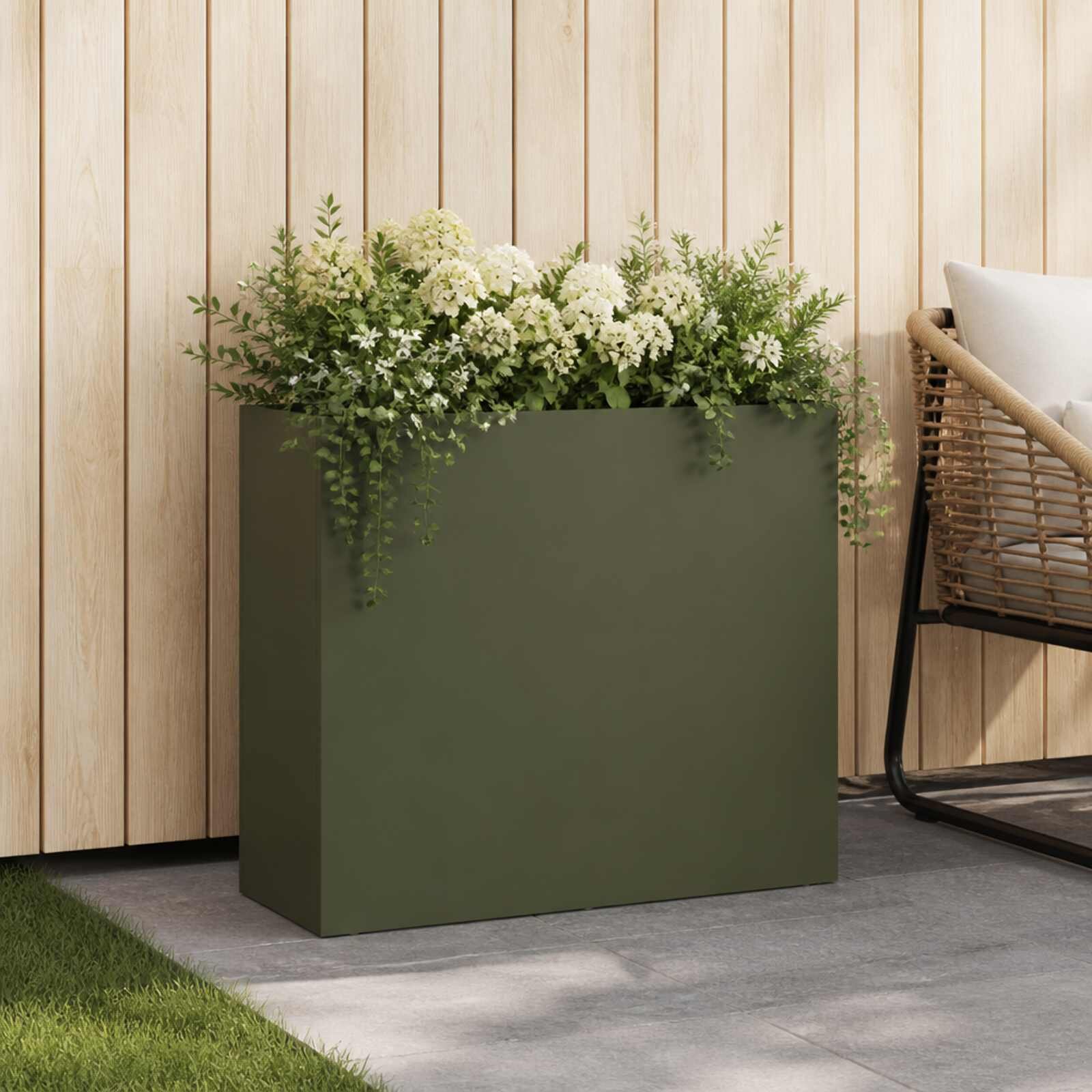 vidaXL Градинска саксия Маслиненозелено 50 x 20 x 40 см