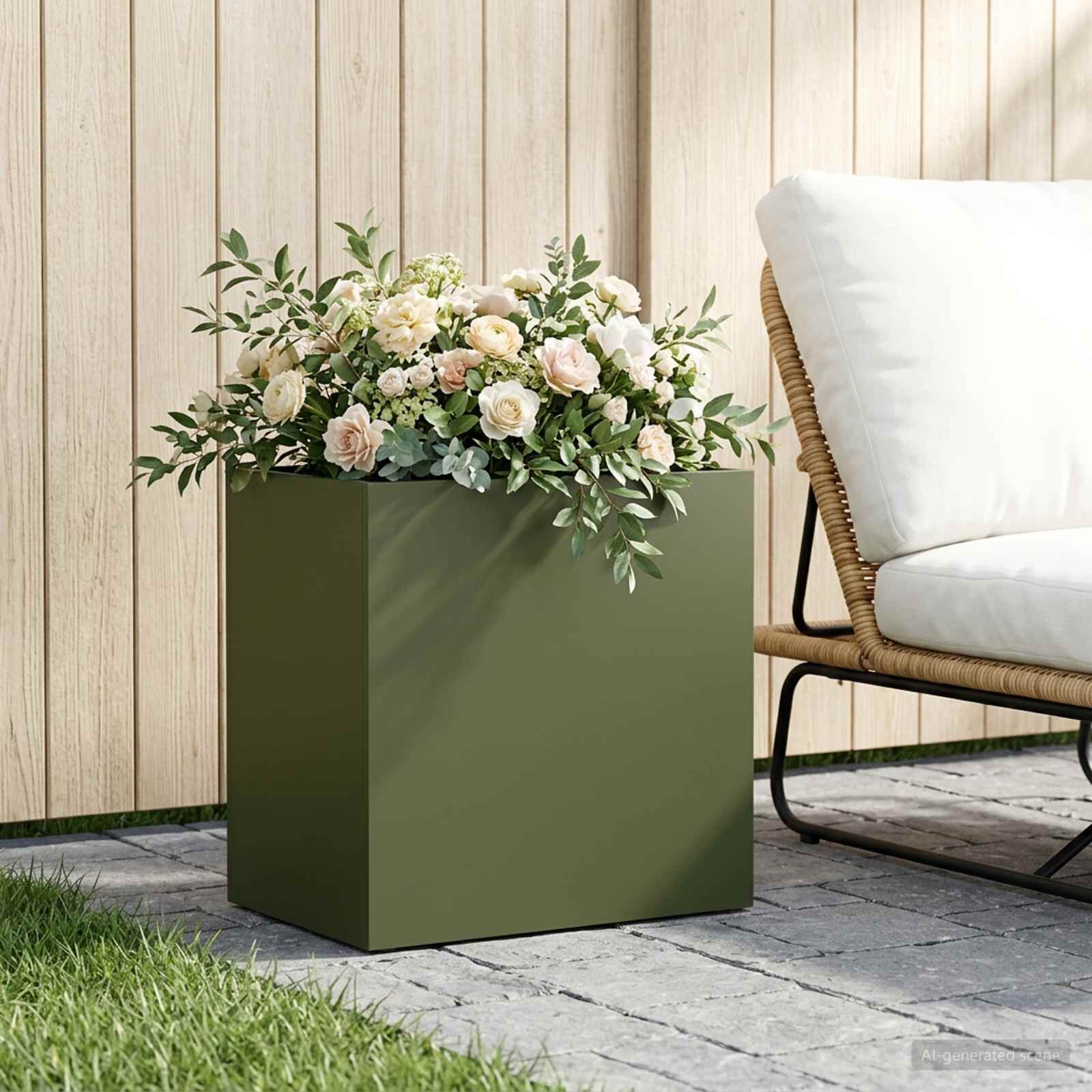vidaXL Градинска саксия Маслиненозелено 50 x 30 x 40 см