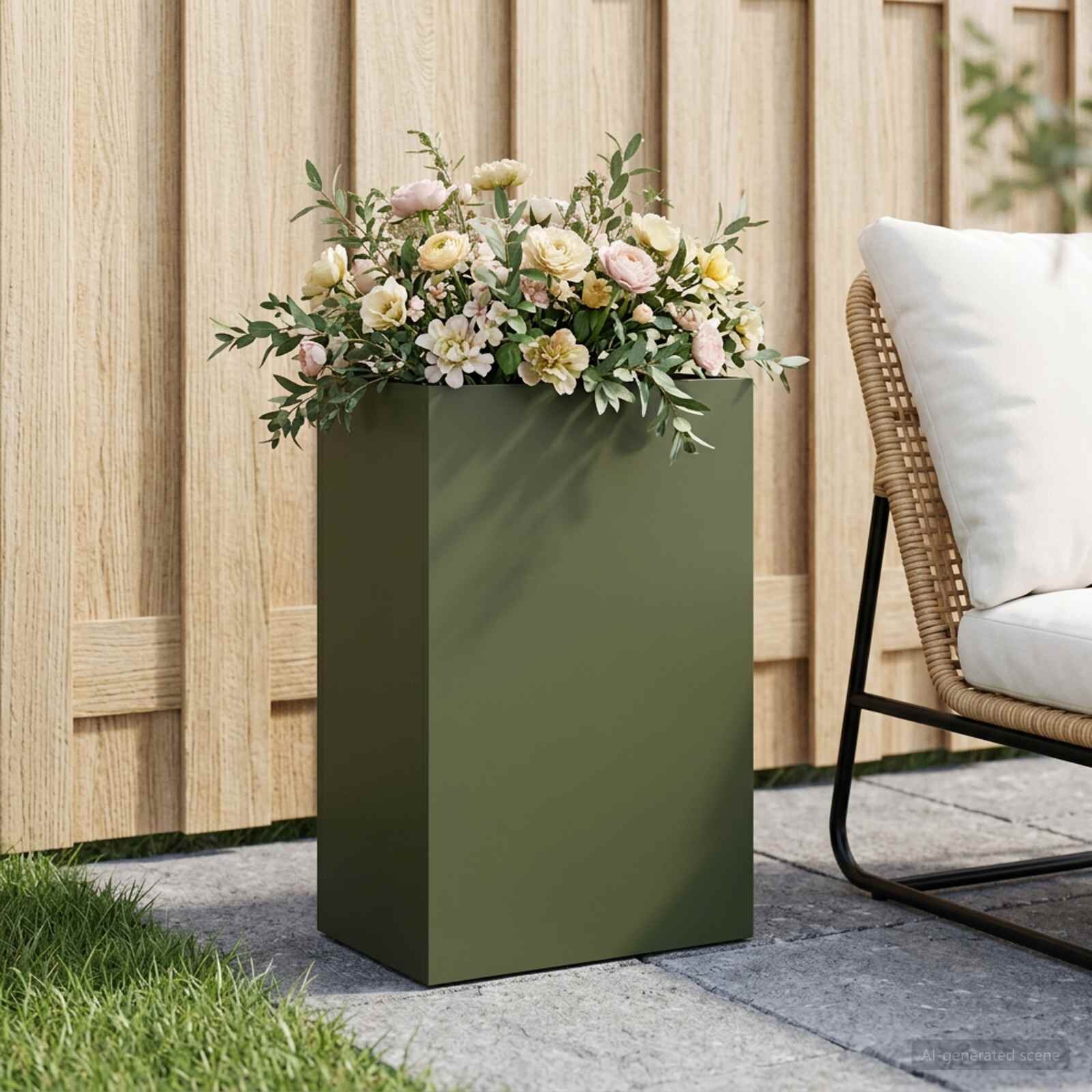 vidaXL Градинска саксия Маслиненозелено 50 x 30 x 75 см
