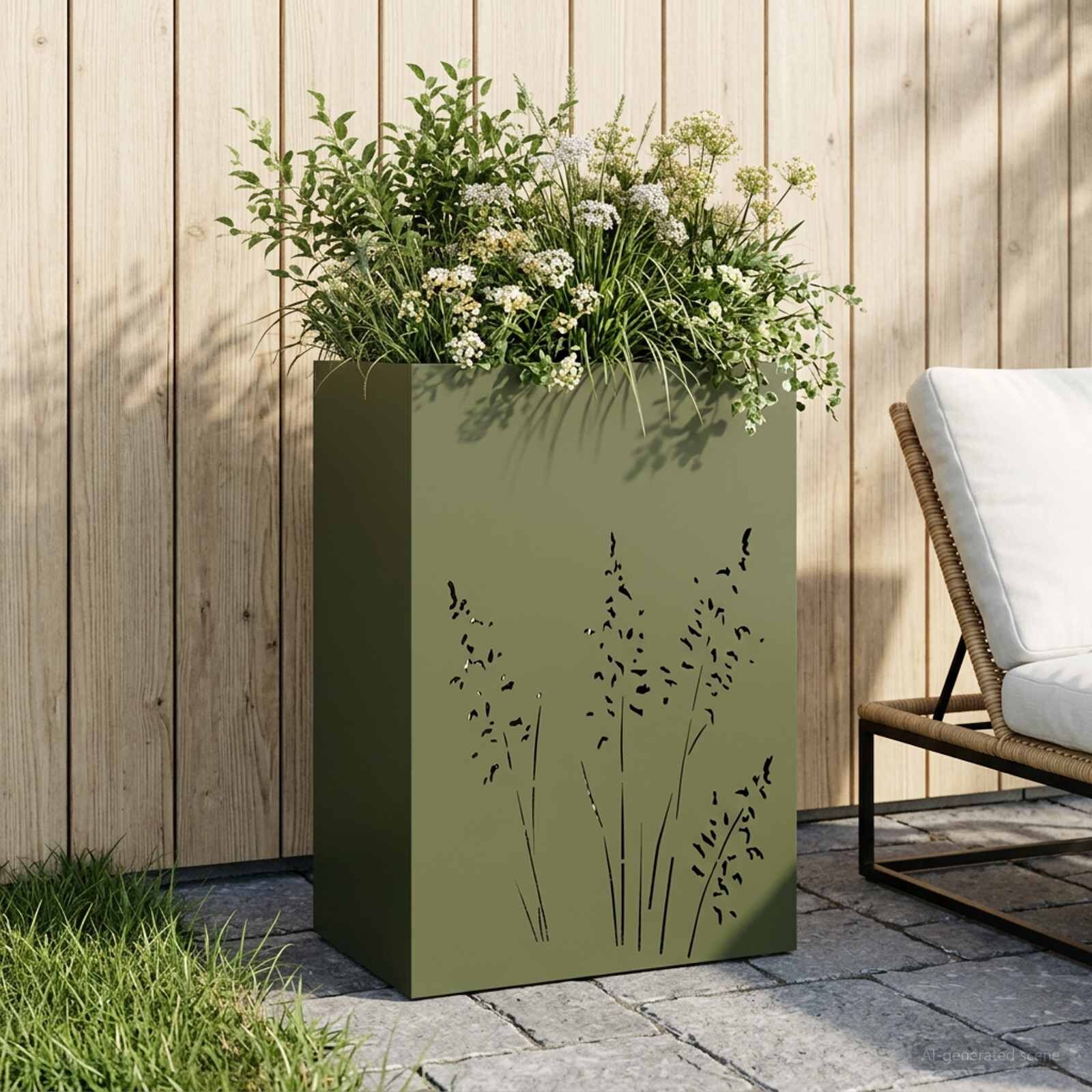 vidaXL Градинска саксия Маслиненозелено 50 x 30 x 75 см
