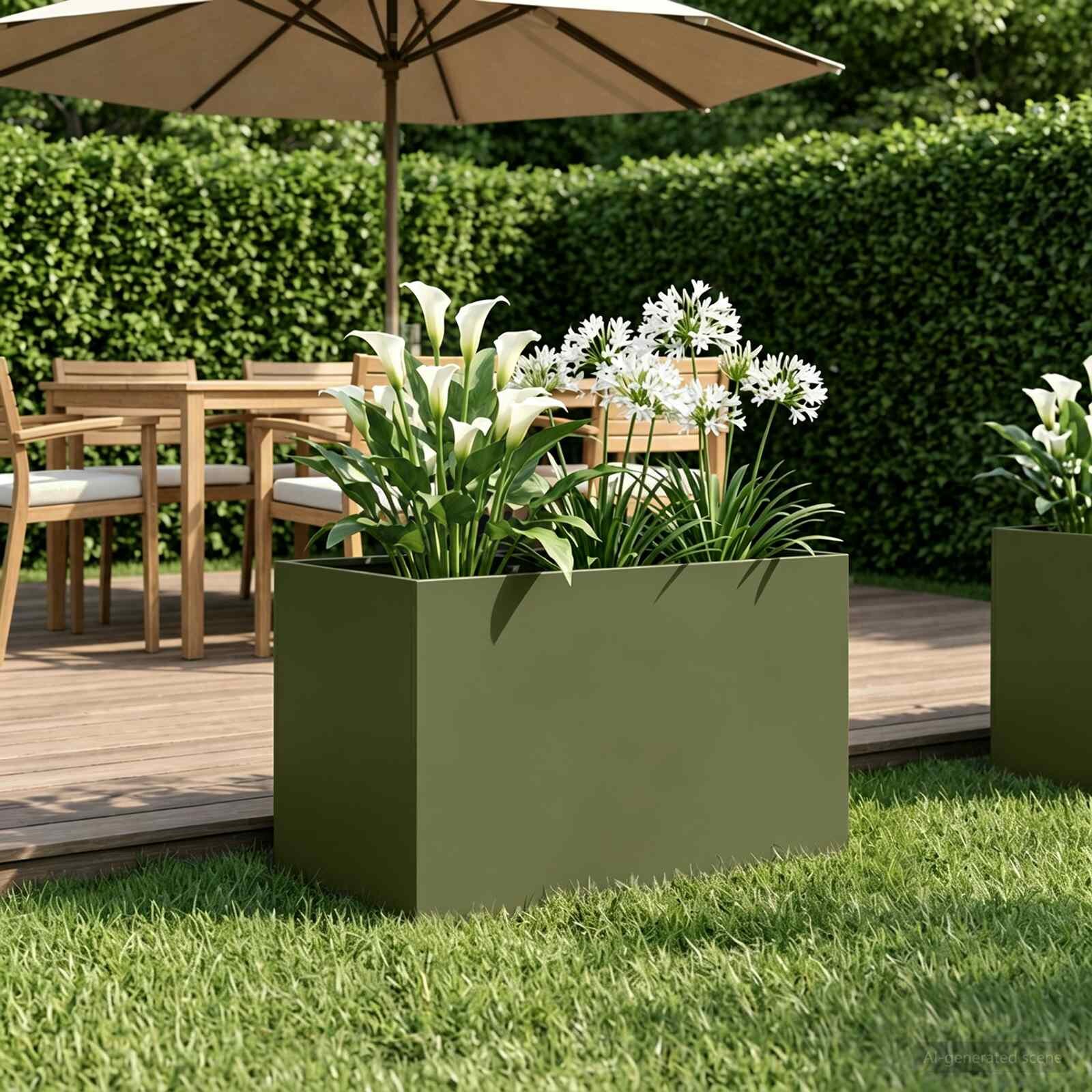 vidaXL Градинска саксия Маслиненозелено 50 x 40 x 40 см