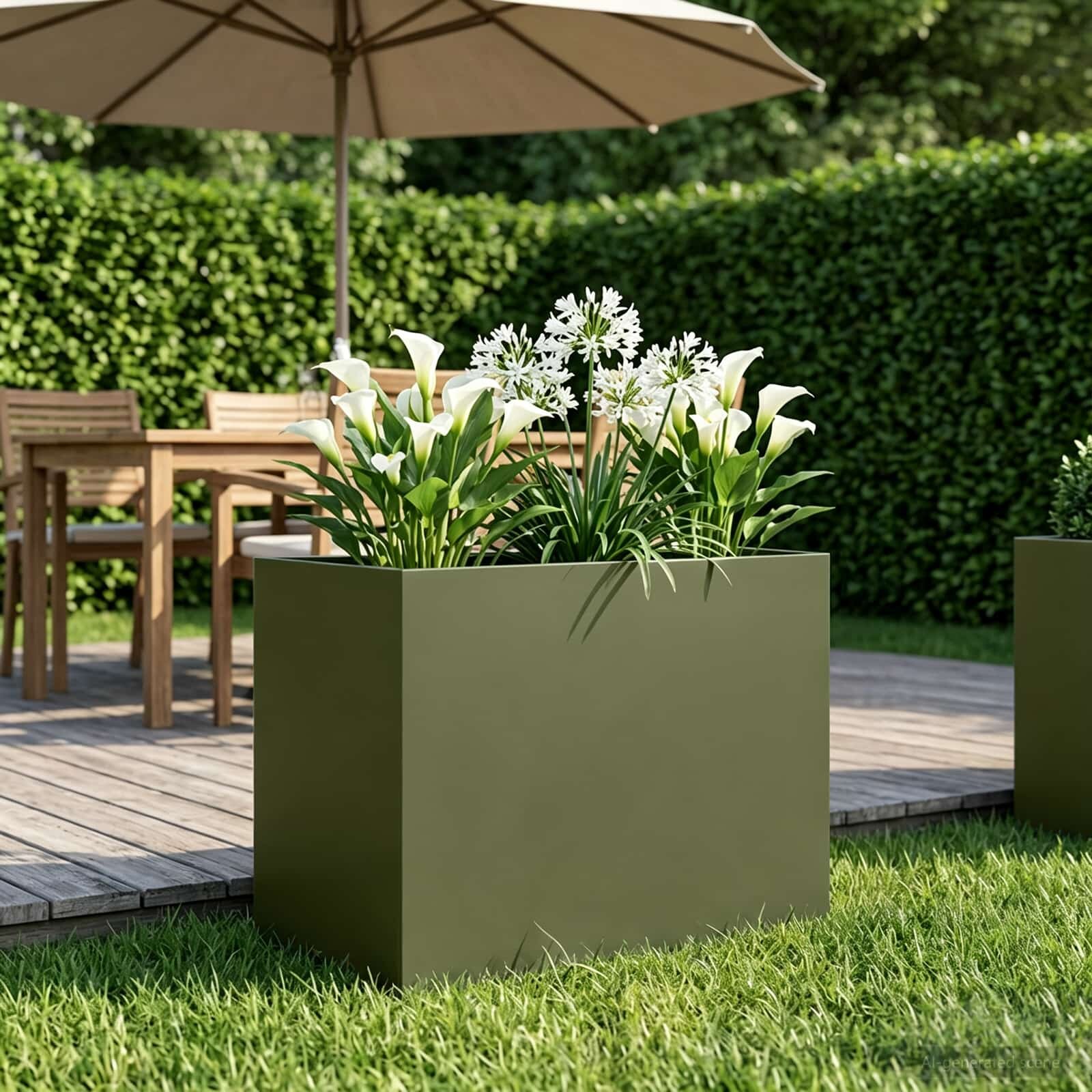 vidaXL Градинска саксия Маслиненозелено 50 x 40 x 50 см