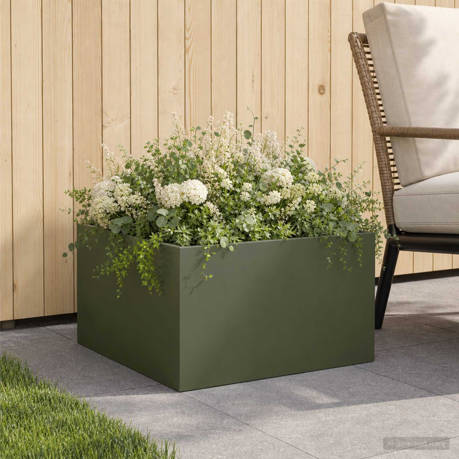 vidaXL Градинска саксия Маслиненозелено 60 x 60 x 30 cm