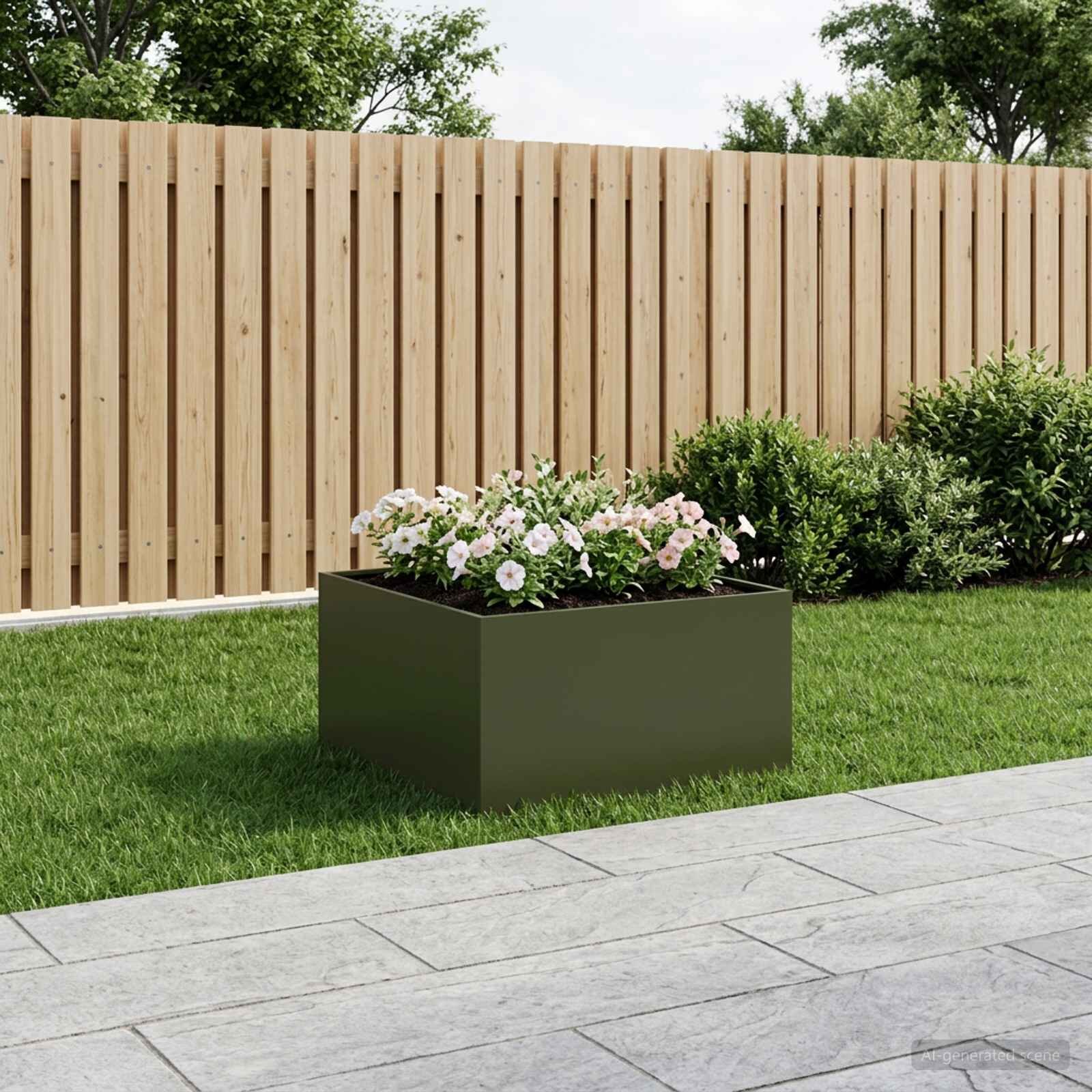 vidaXL Градинска саксия Маслиненозелено 80 x 80 x 40 cm