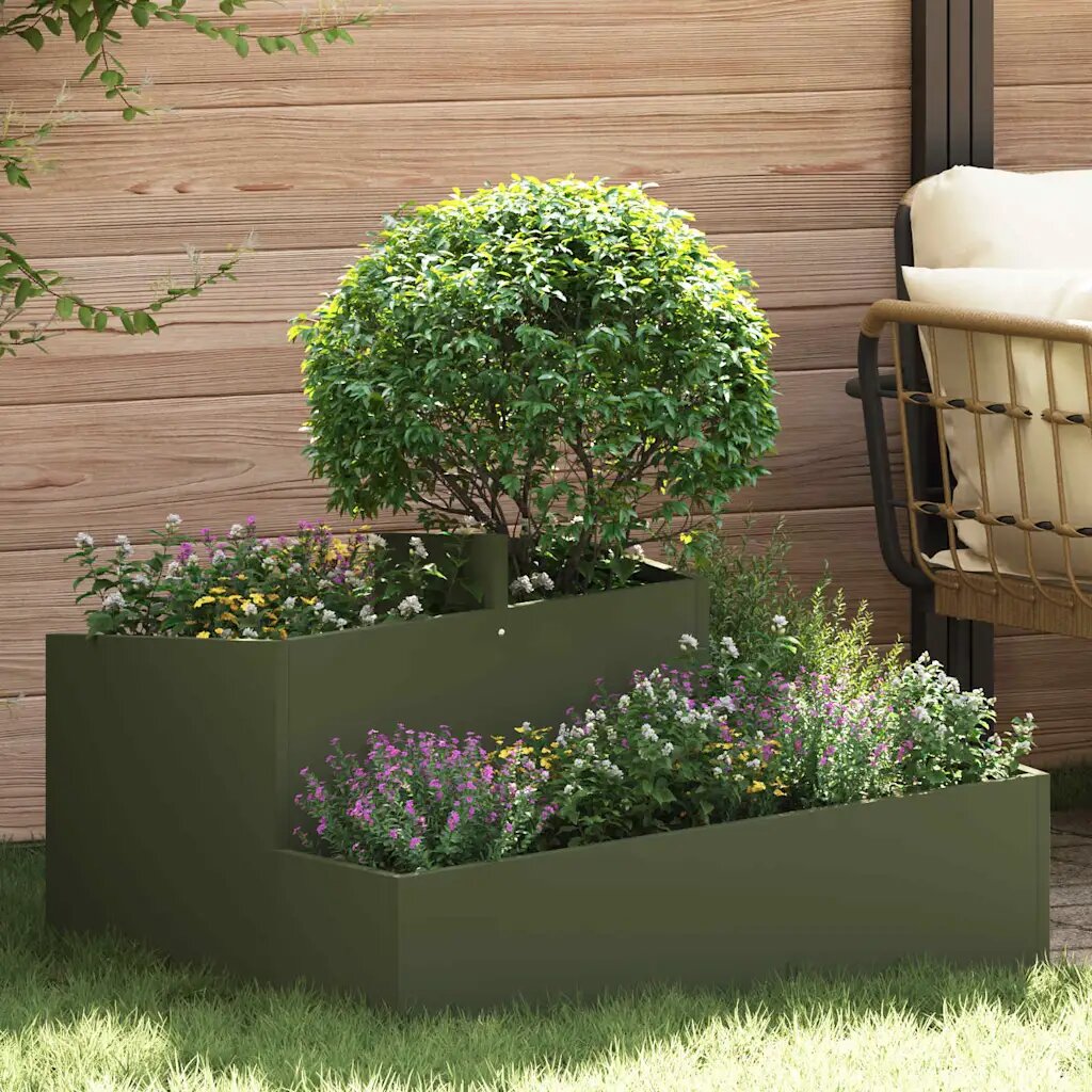 vidaXL Градинска саксия Маслиненозелено 80 x 80 x 50 см