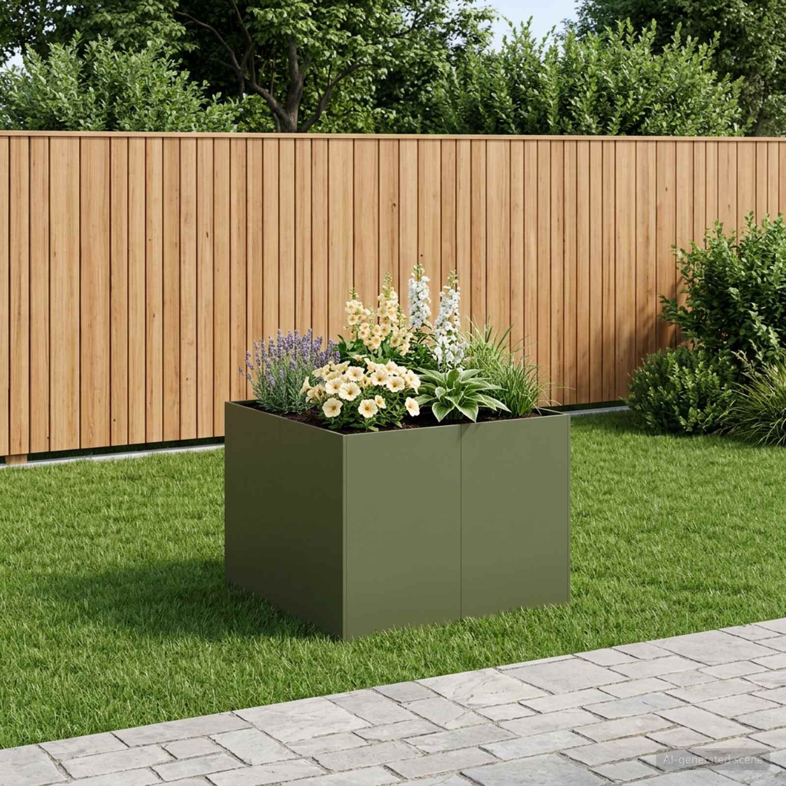 vidaXL Градинска саксия Маслиненозелено 80 x 80 x 60 см