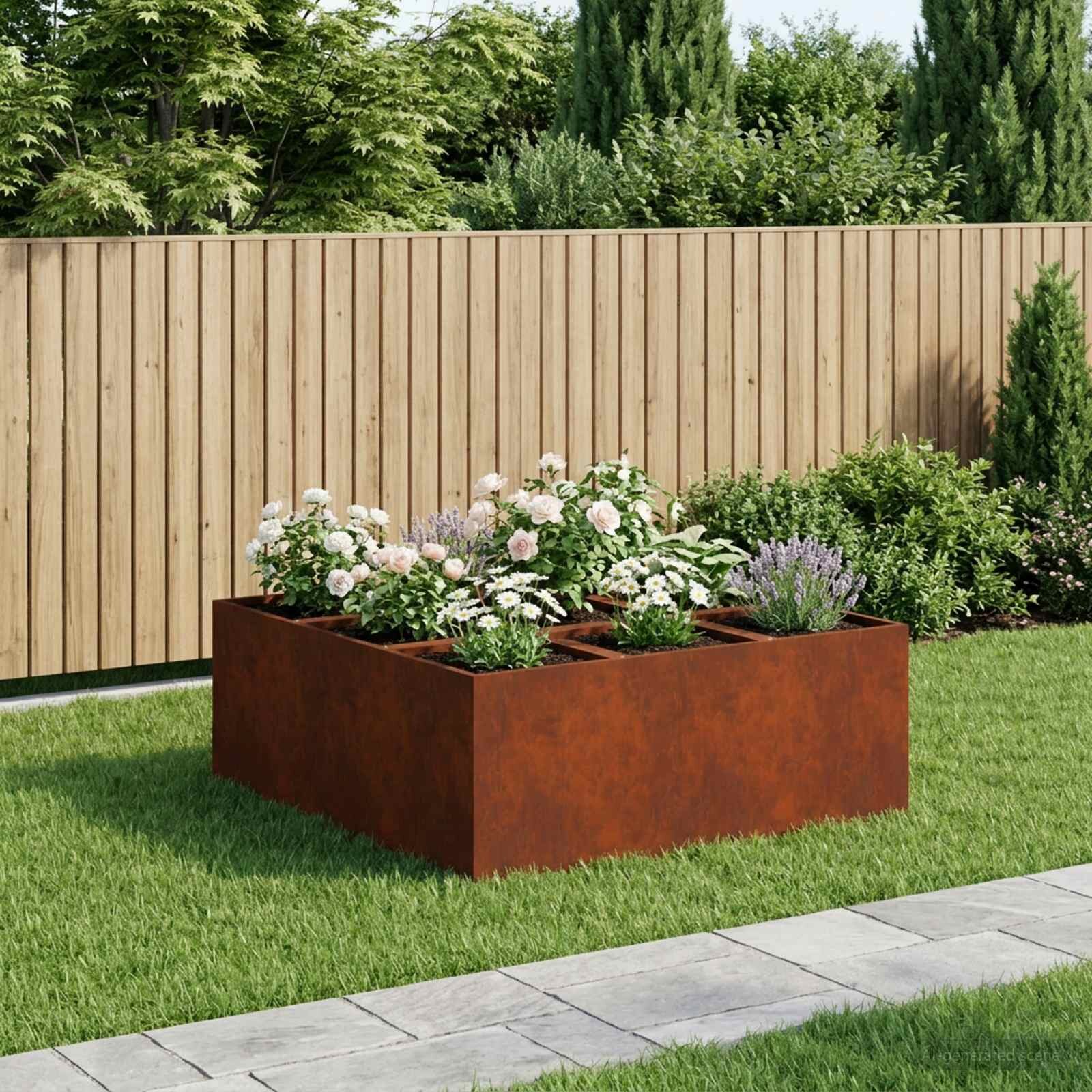 vidaXL Градинска саксия Ръждясало 100 x 100 x 50 cm Кортенова стомана