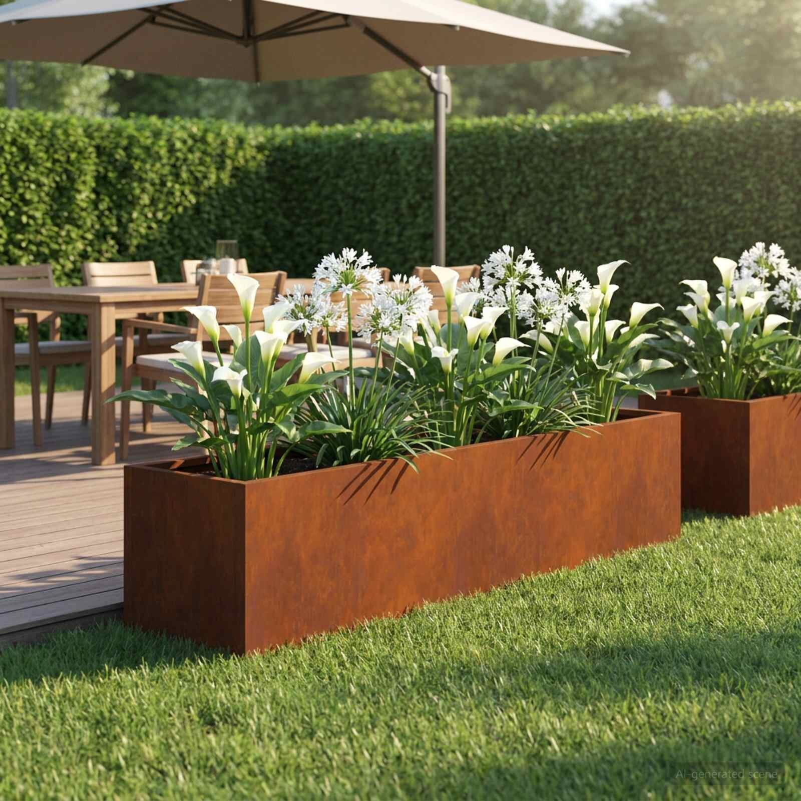 vidaXL Градинска саксия Ръждясало 100 x 20 x 20 см Кортенова стомана