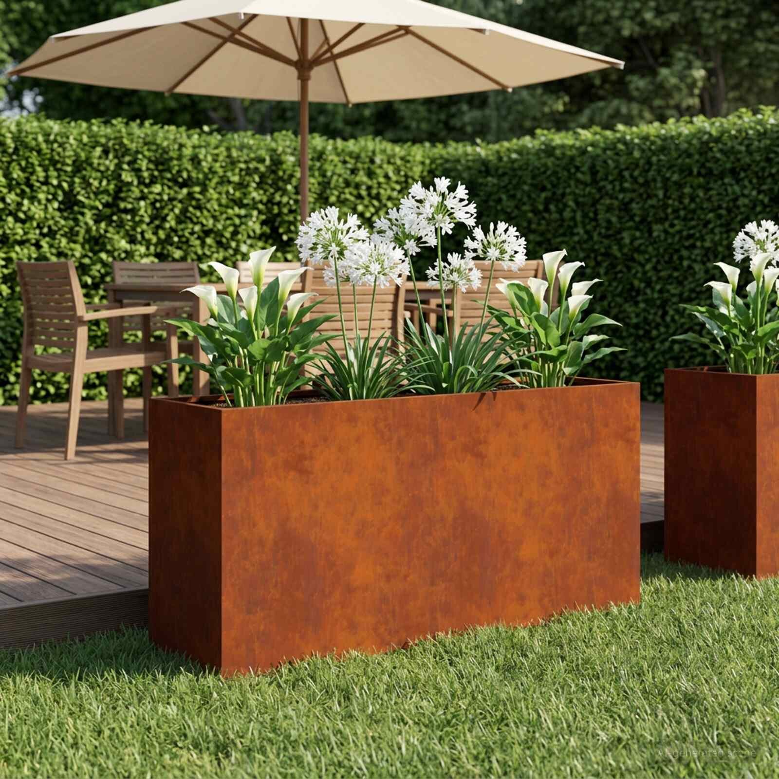 vidaXL Градинска саксия Ръждясало 100 x 30 x 50 cm Кортенова стомана