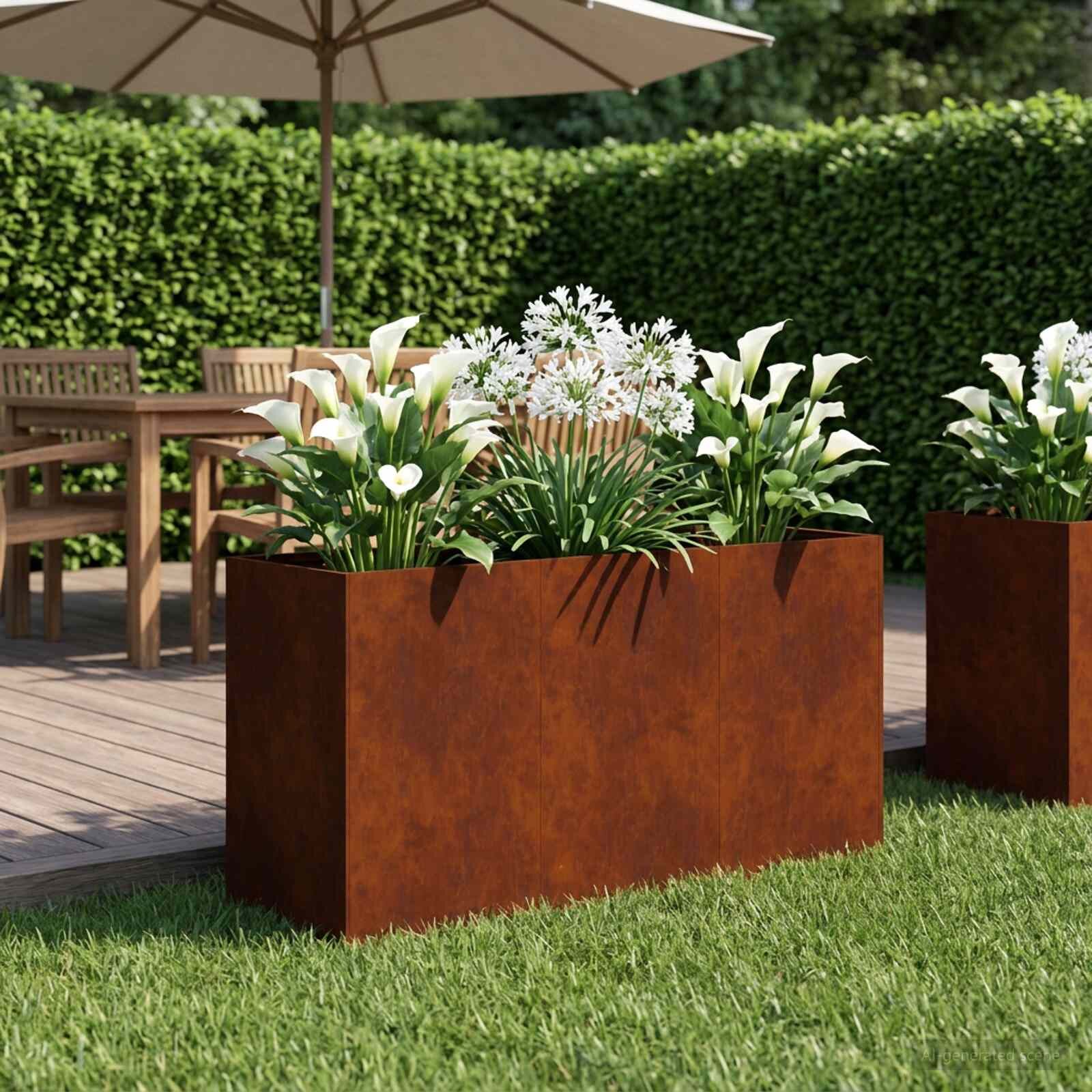 vidaXL Градинска саксия Ръждясало 120 x 40 x 60 см Кортенова стомана