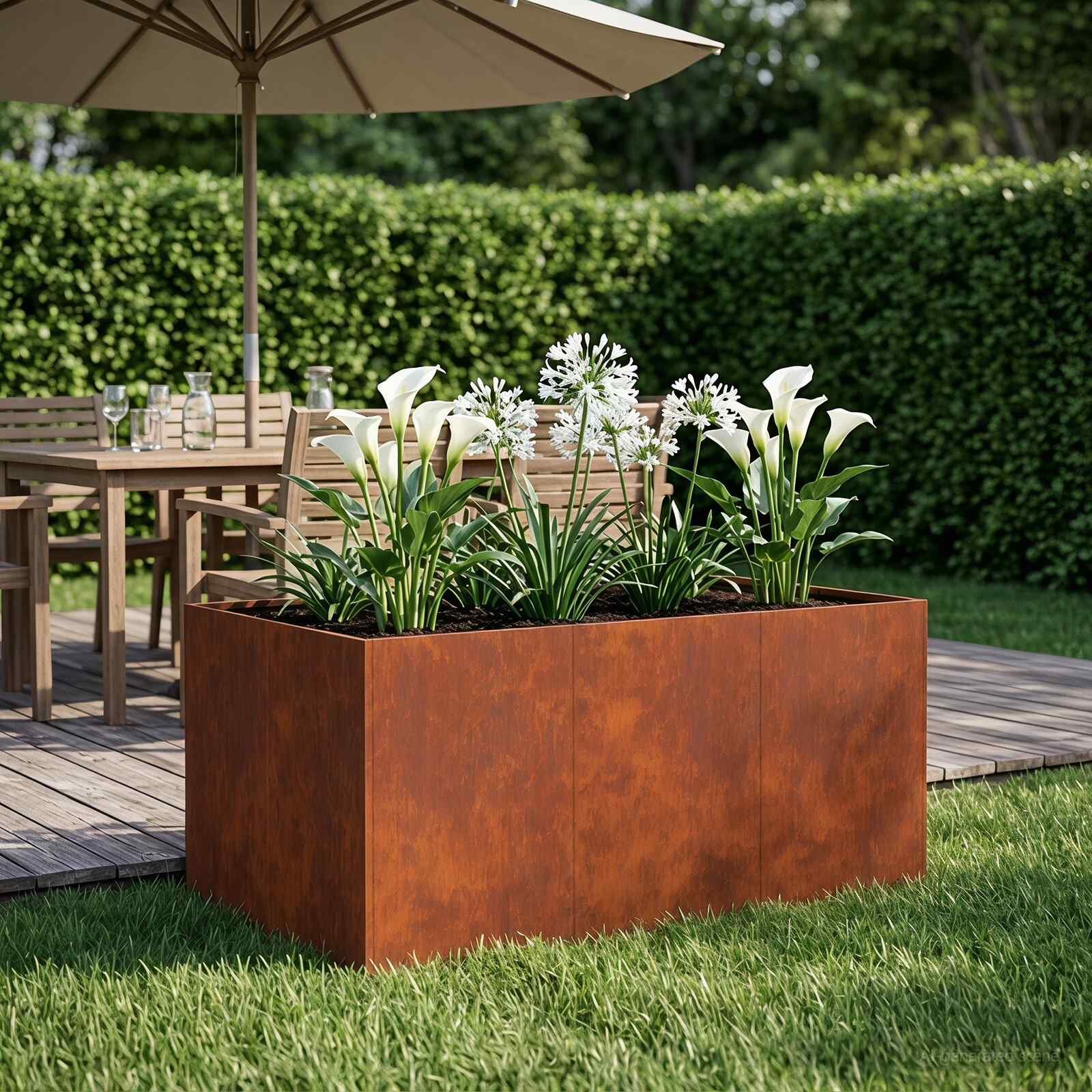 vidaXL Градинска саксия Ръждясало 120 x 80 x 60 см Кортенова стомана