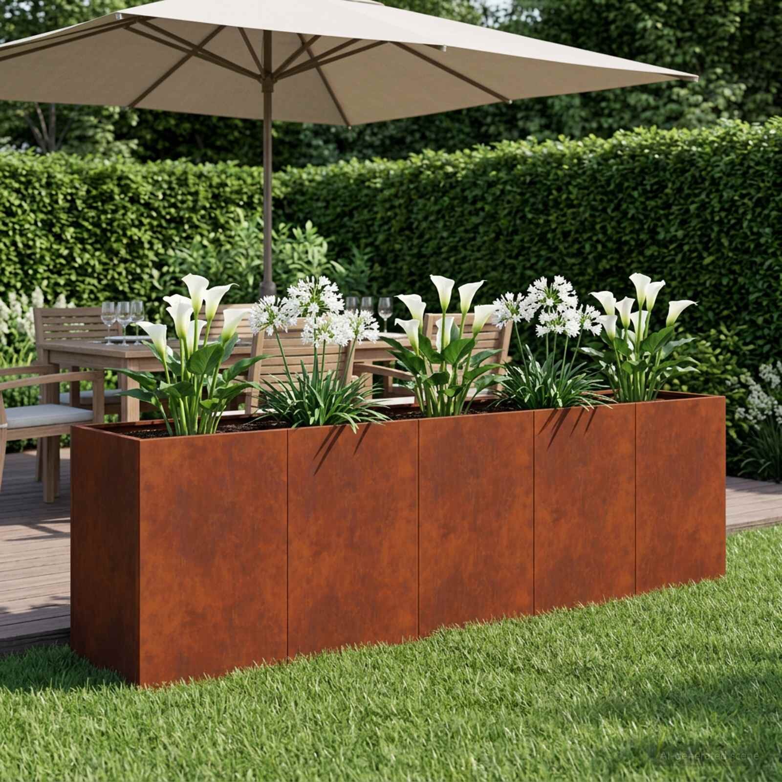 vidaXL Градинска саксия Ръждясало 200 x 40 x 60 см Кортенова стомана