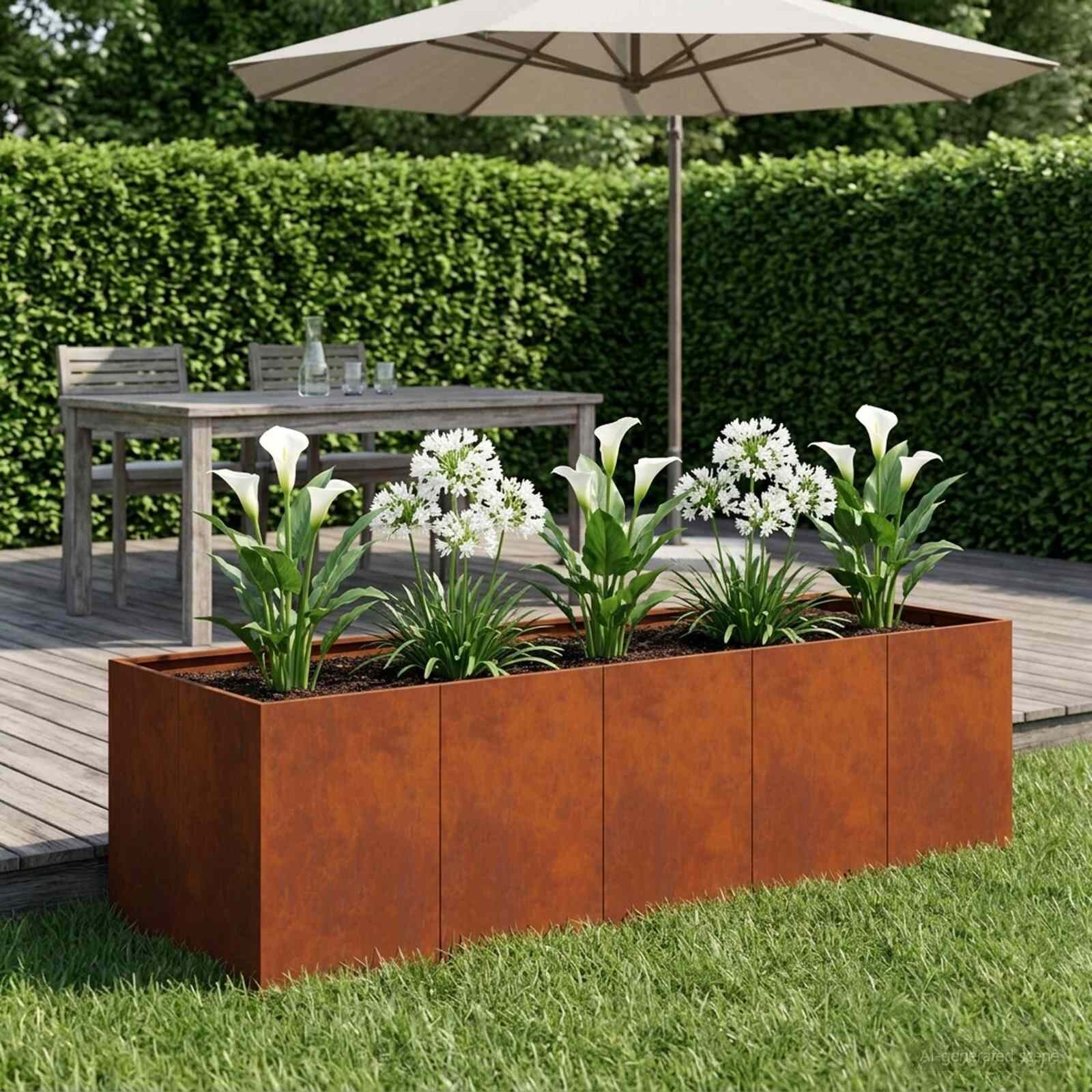vidaXL Градинска саксия Ръждясало 200 x 80 x 60 см Кортенова стомана