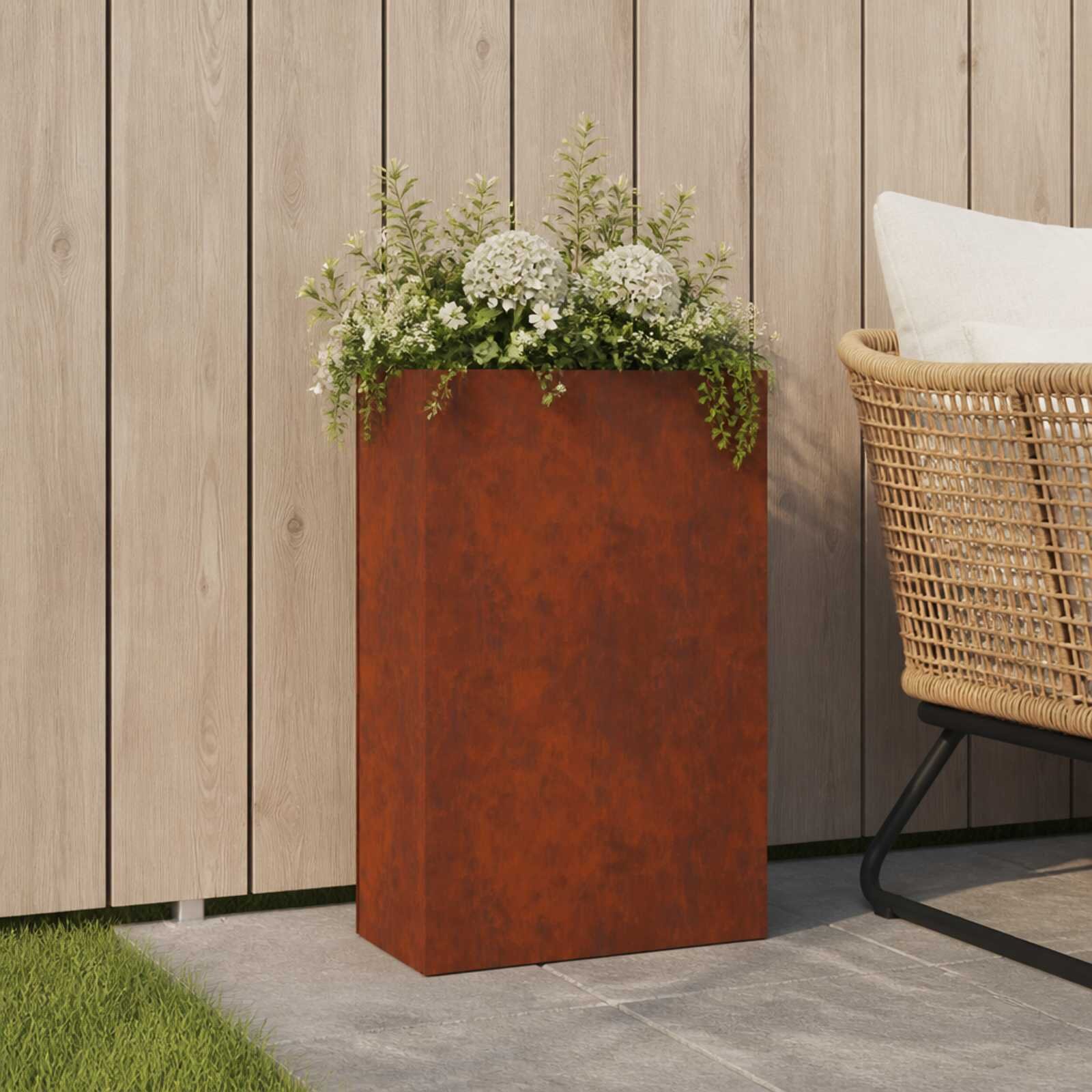 vidaXL Градинска саксия Ръждясало 50 x 20 x 75 см Кортенова стомана