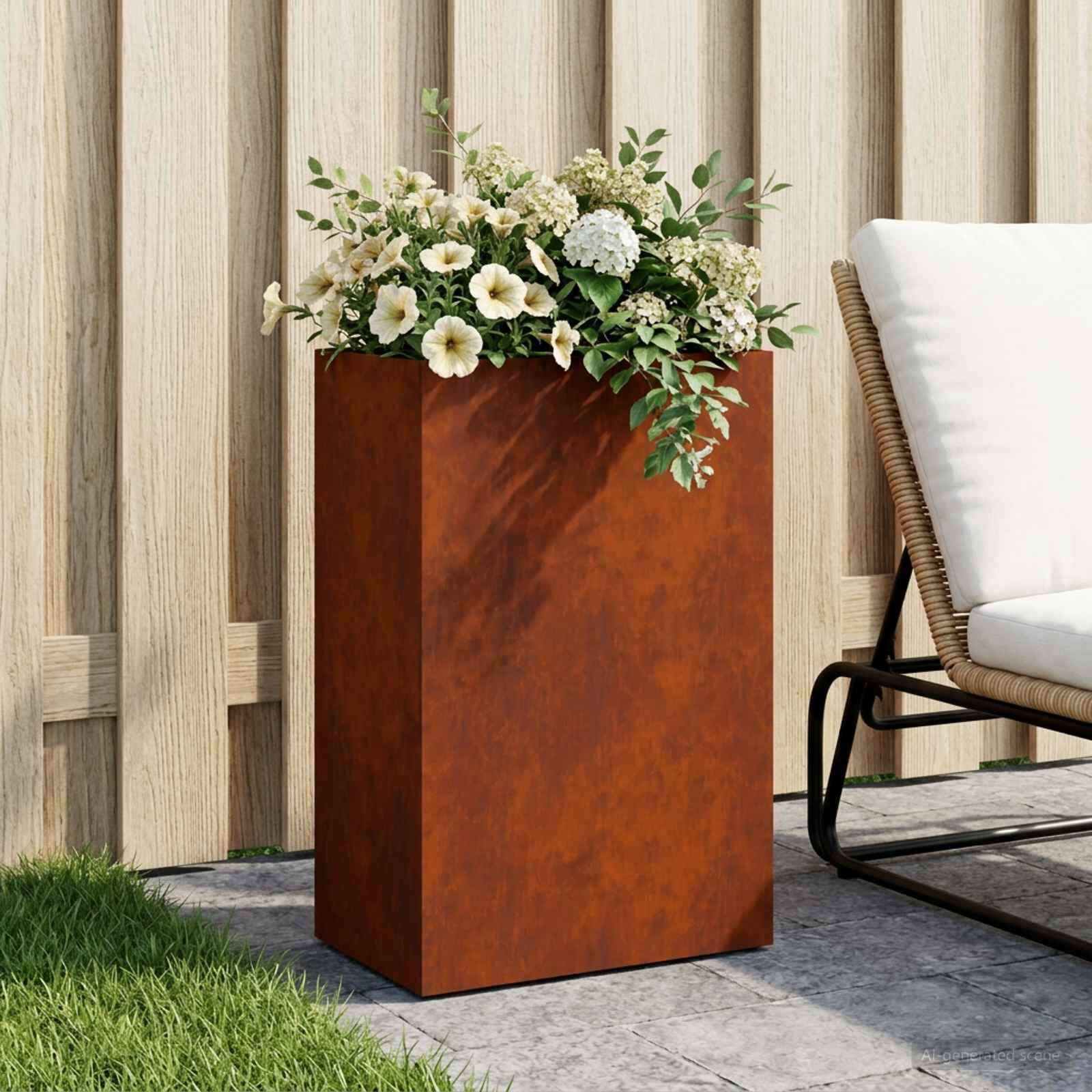 vidaXL Градинска саксия Ръждясало 50 x 30 x 75 см Кортенова стомана