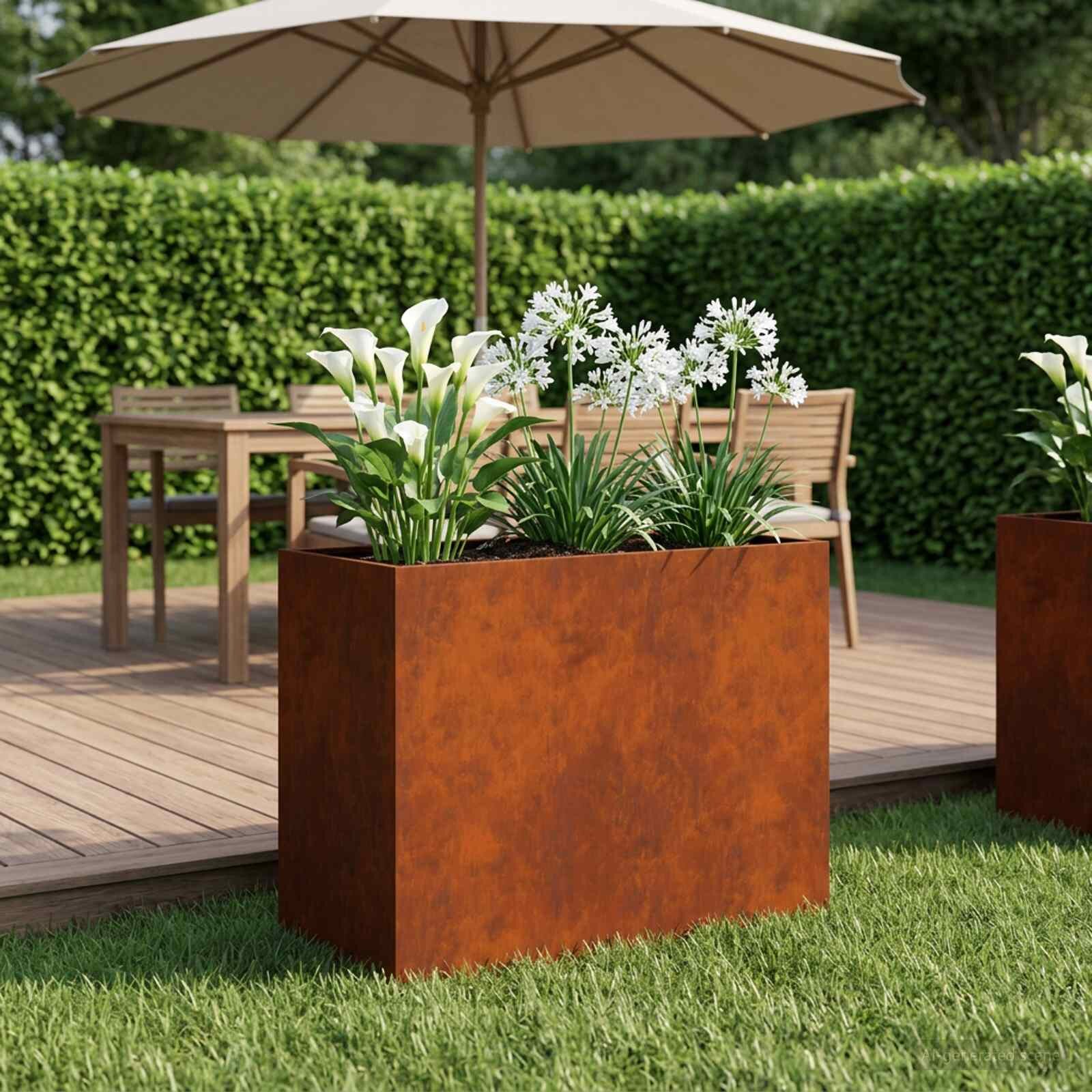 vidaXL Градинска саксия Ръждясало 60 x 30 x 50 см Кортенова стомана