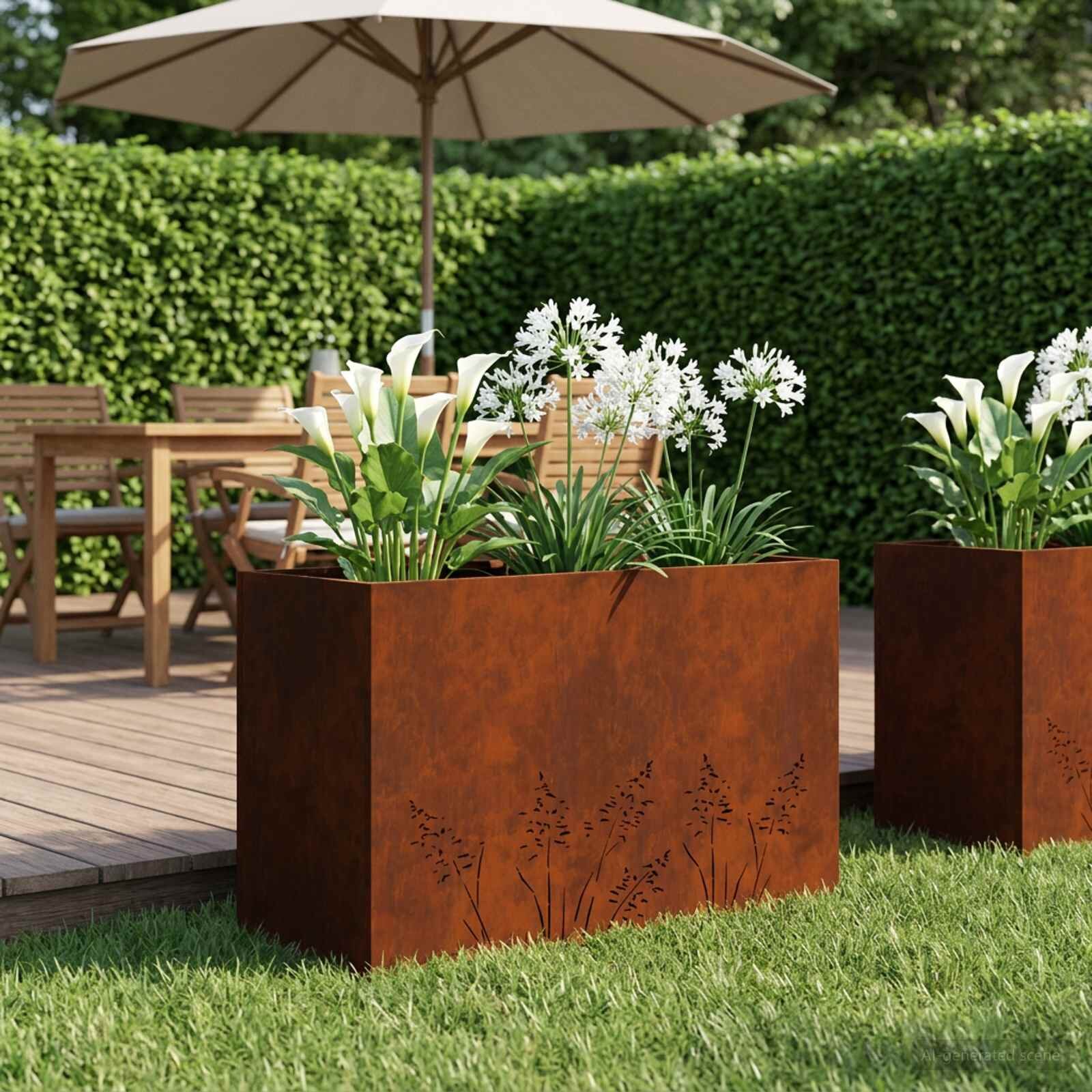vidaXL Градинска саксия Ръждясало 80 x 30 x 49 см Кортенова стомана
