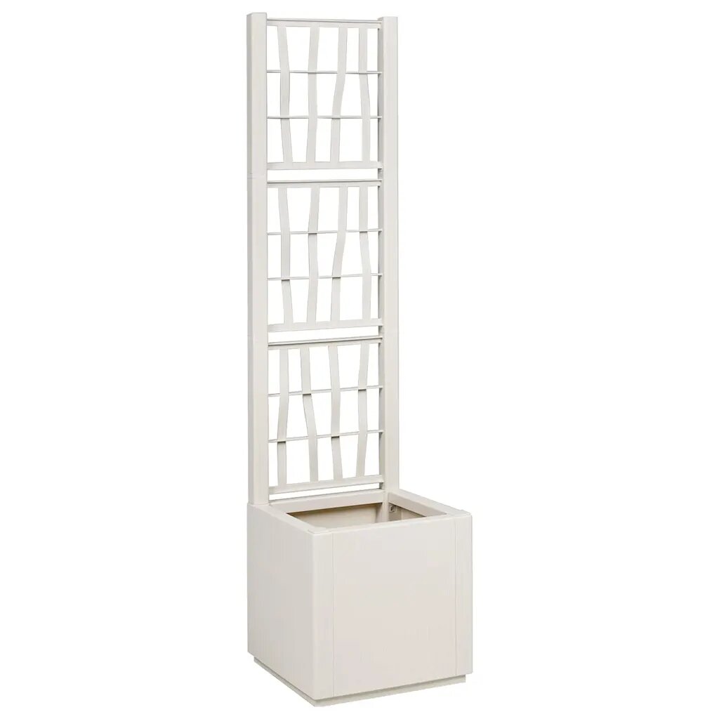 vidaXL Градинска саксия с решетка Бяло 36 x 36 x 140 см ПП