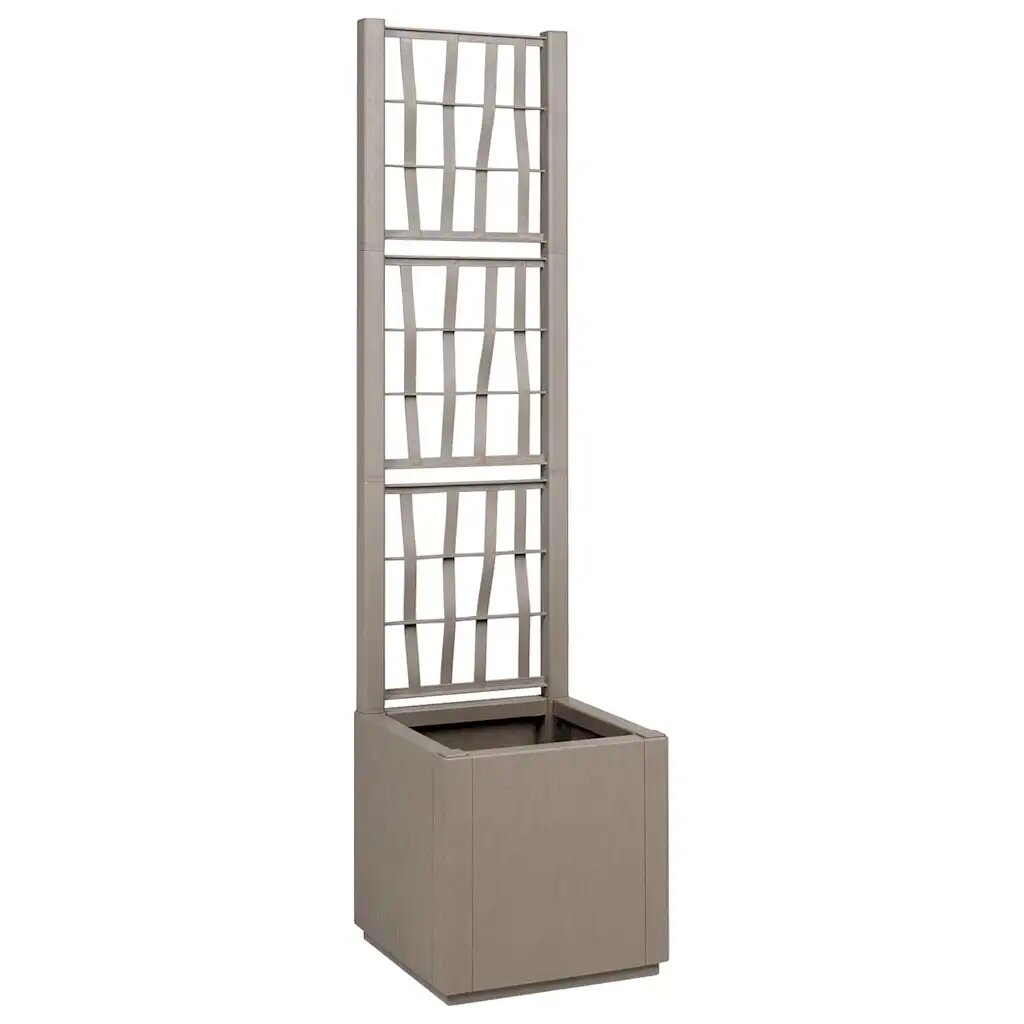 vidaXL Градинска саксия с решетка Светло кафяво 36 x 36 x 140 см ПП